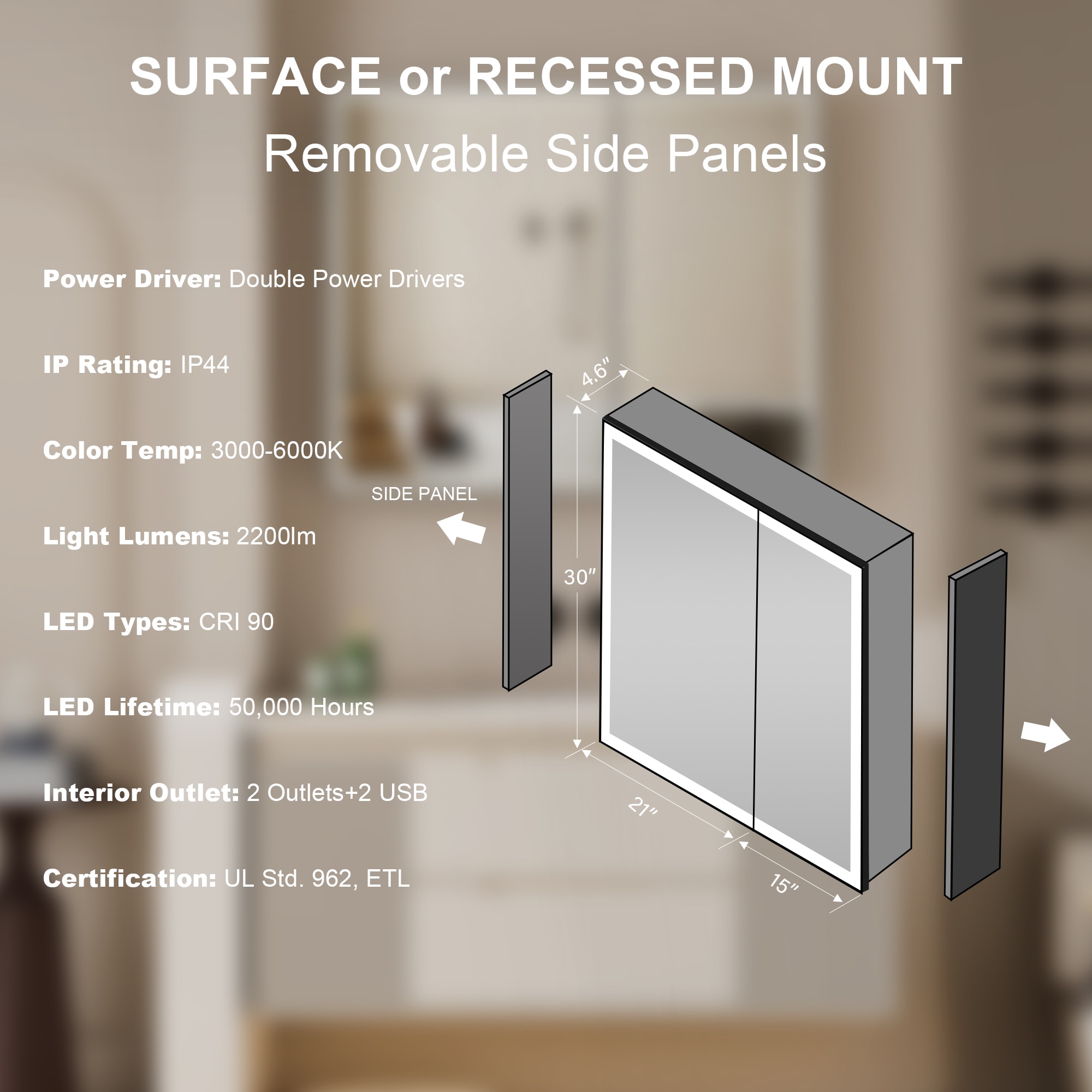 Forclover MF03ZC-BK3630 Bathroom-Medicine-Cabinets - View #10