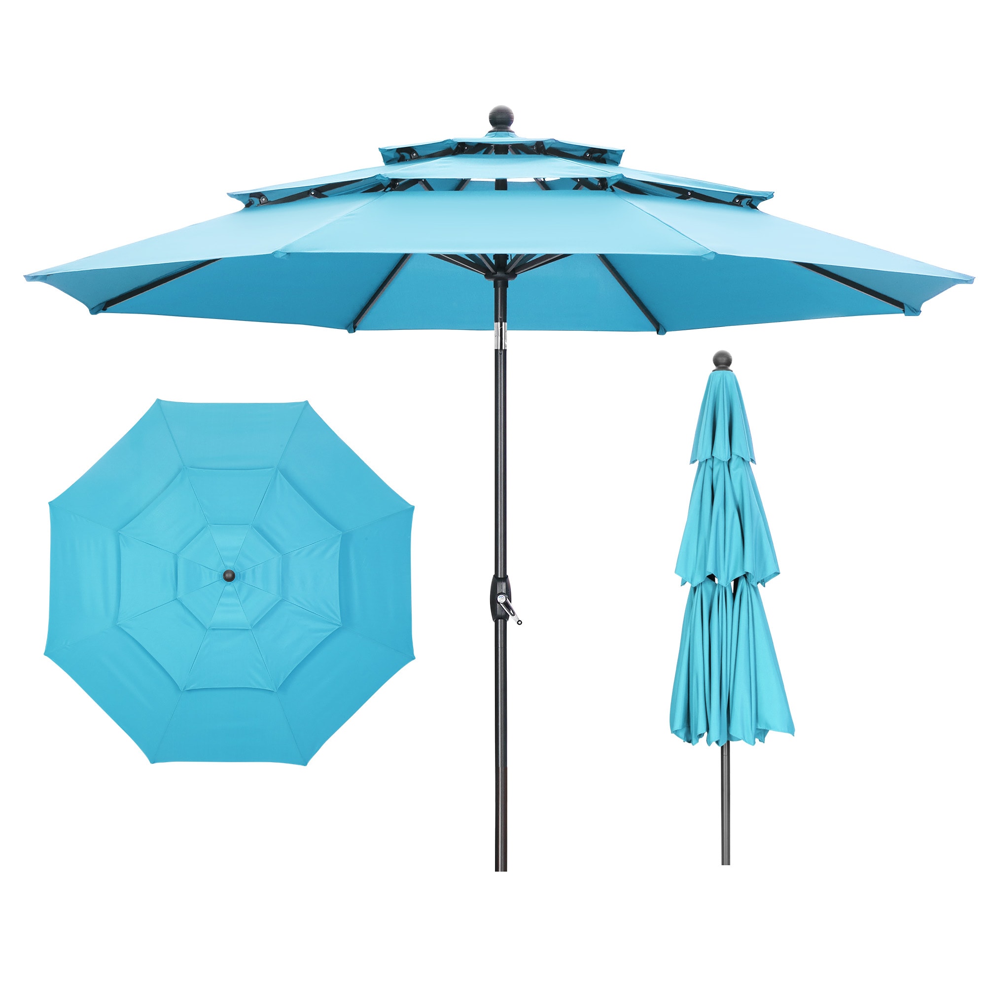 Ainfox R0CSS91XBL 10-Feet Steel Blue Garden Patio Umbrella