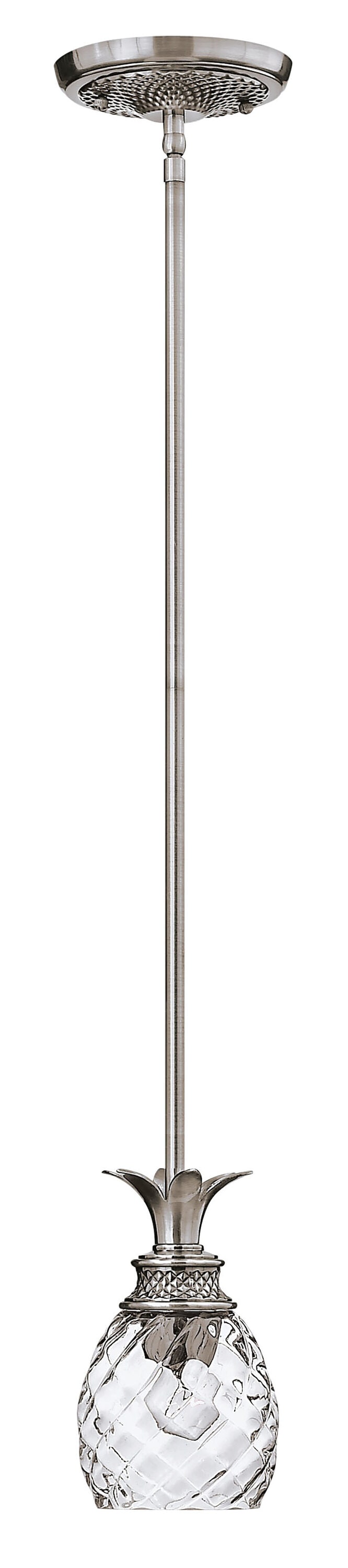 Hinkley 5317PL Plantation Polished Antique Nickel Traditional Clear glass Lantern Mini Hanging Pendant light