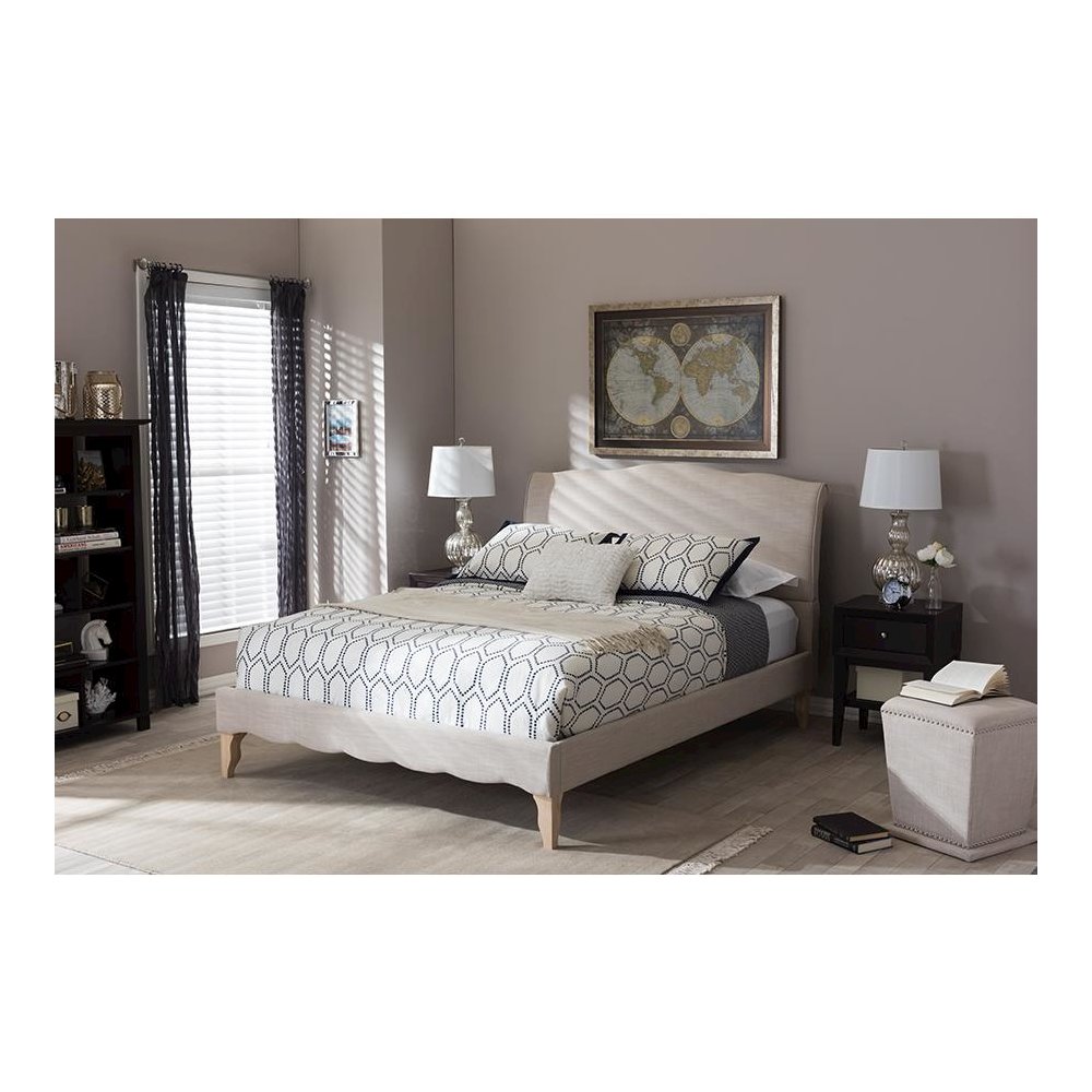 Baxton Studio Fannie French Classic Modern Style Beige Linen Fabric ...
