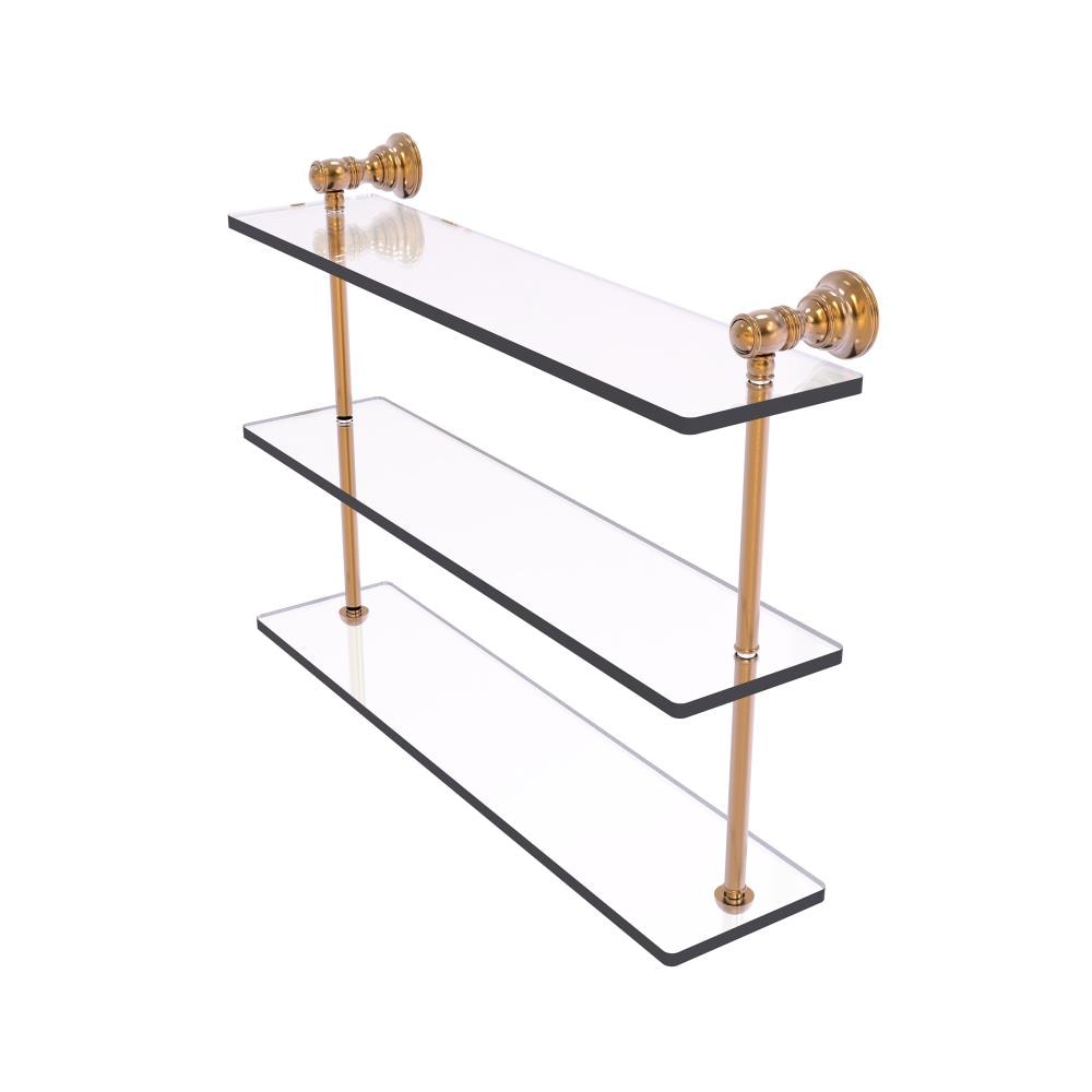 mDesign Steel/Plastic 2-Tier Bathroom Organizer Corner Shelf - Clear/Soft  Brass 