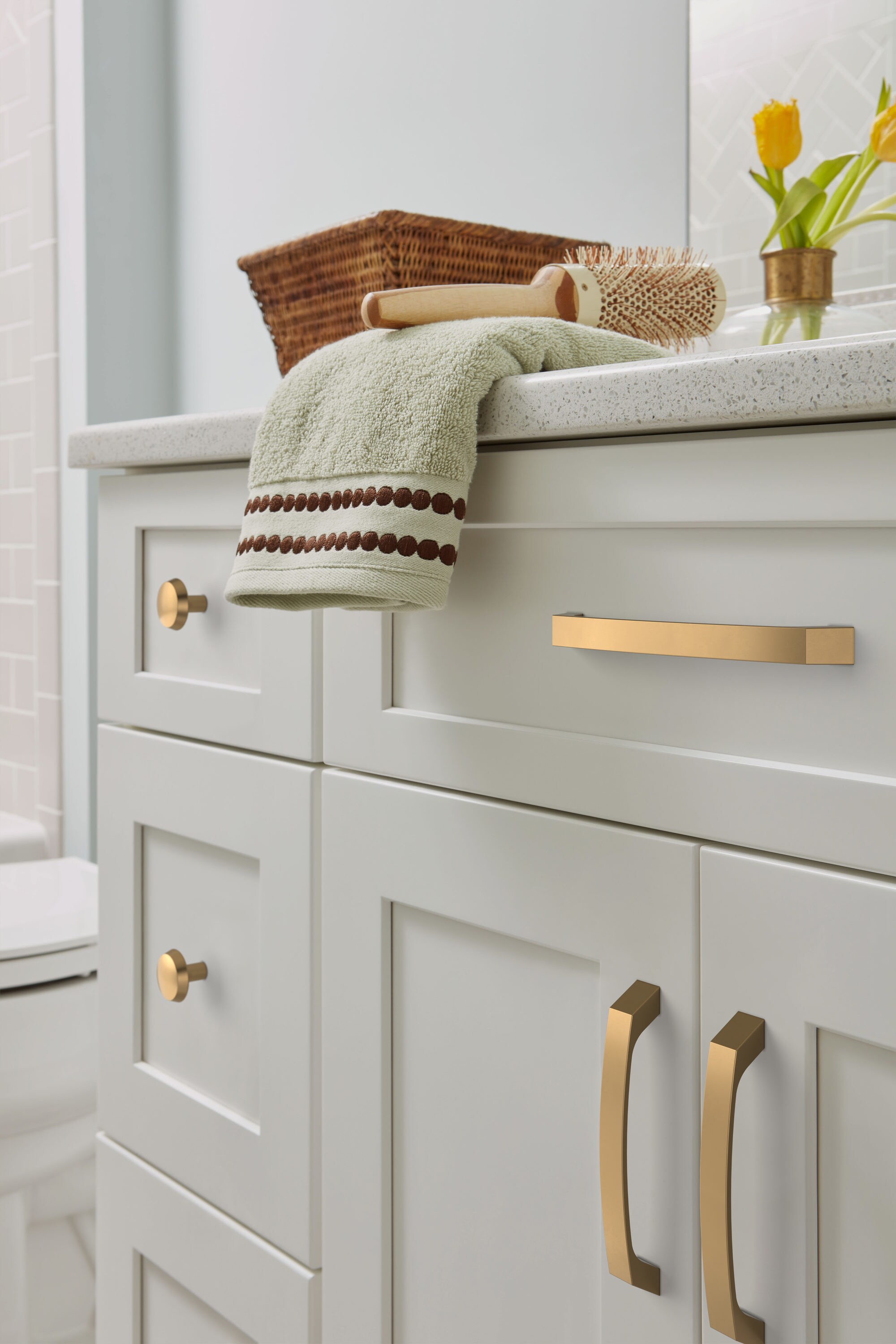 Champagne Bronze Modern Arch Cabinet Pull with Mounting Hardware