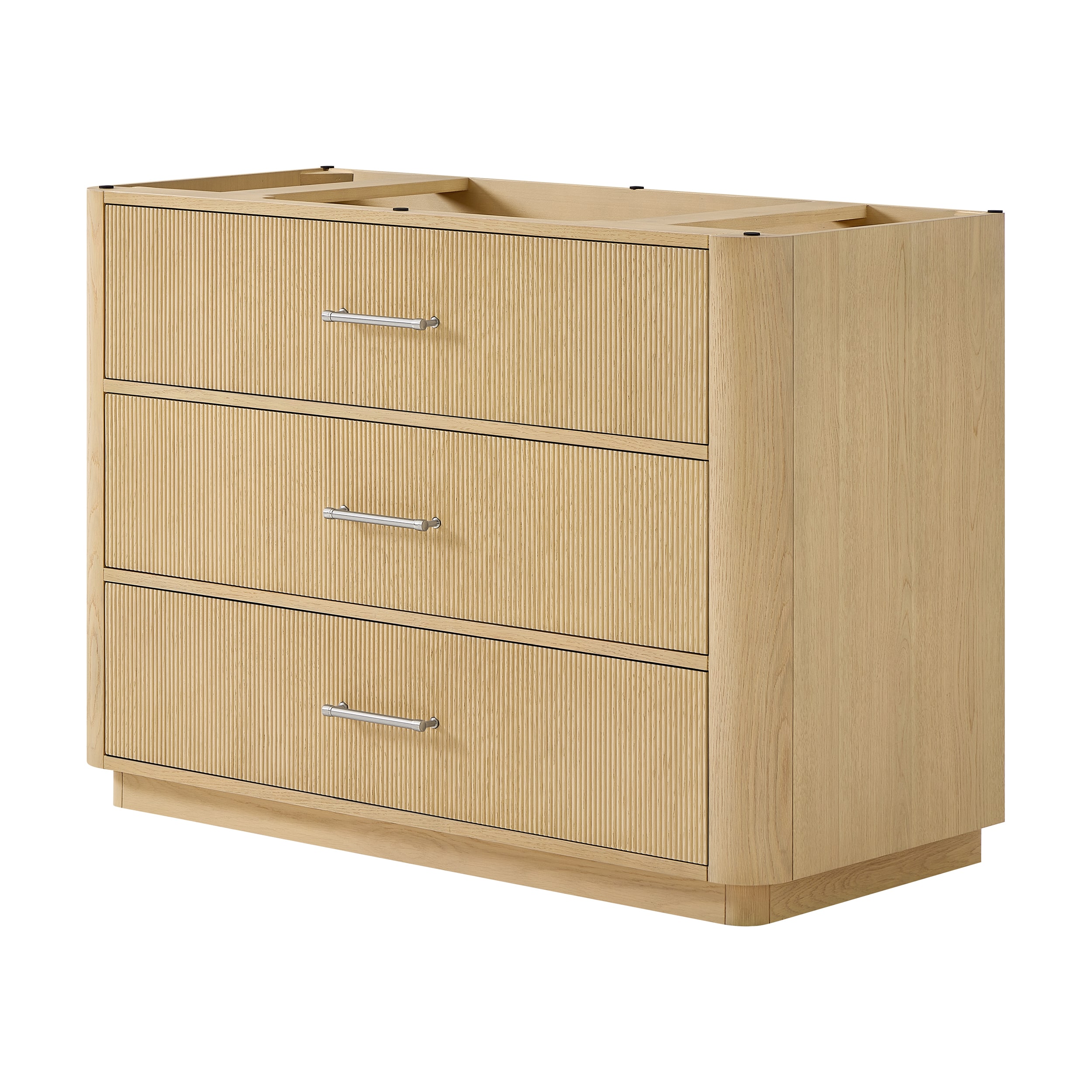 Wyndham Collection Francesca 48 Inch Single Bathroom Vanity in Scandinavian Oak, No Countertop, No Sink, Brushed Nickel Trim