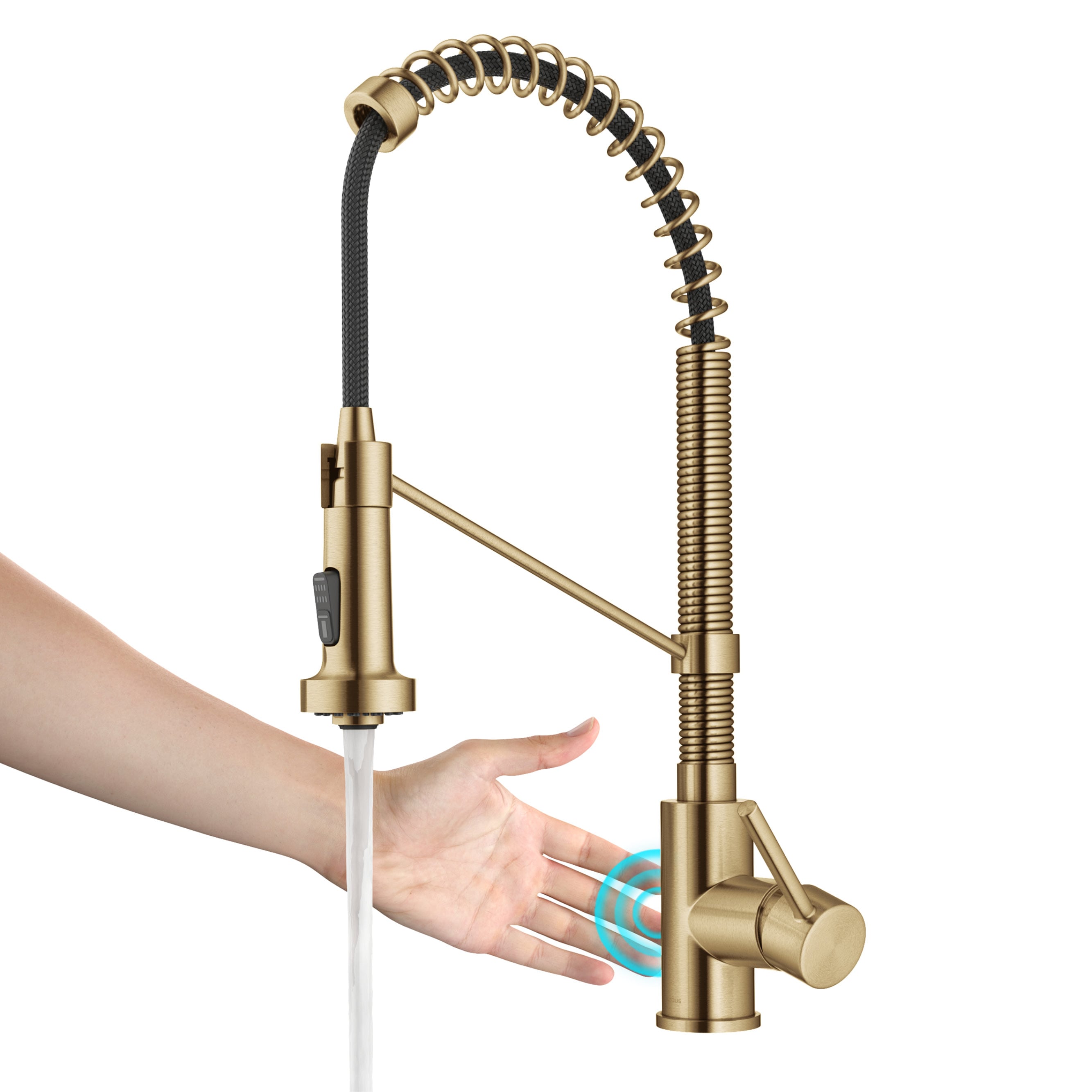 Kraus Bolden Brushed Brass Single Handle Pull-down Touchless Kitchen Faucet  in the Kitchen Faucets department at