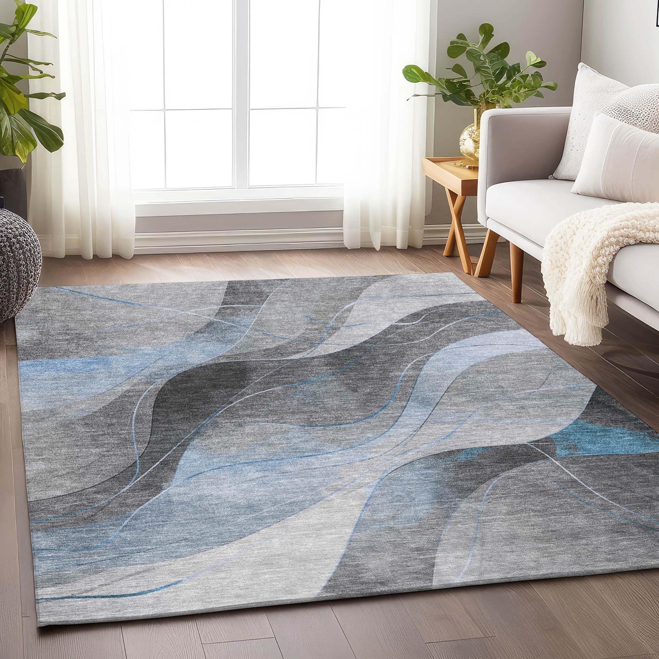 Addison Rugs ACN1668SK5X8 Chantille ACN1668SK 5 x 7 (ft) Loomed Sky Rectangular Indoor/Outdoor Machine washable Pet Friendly Area rug