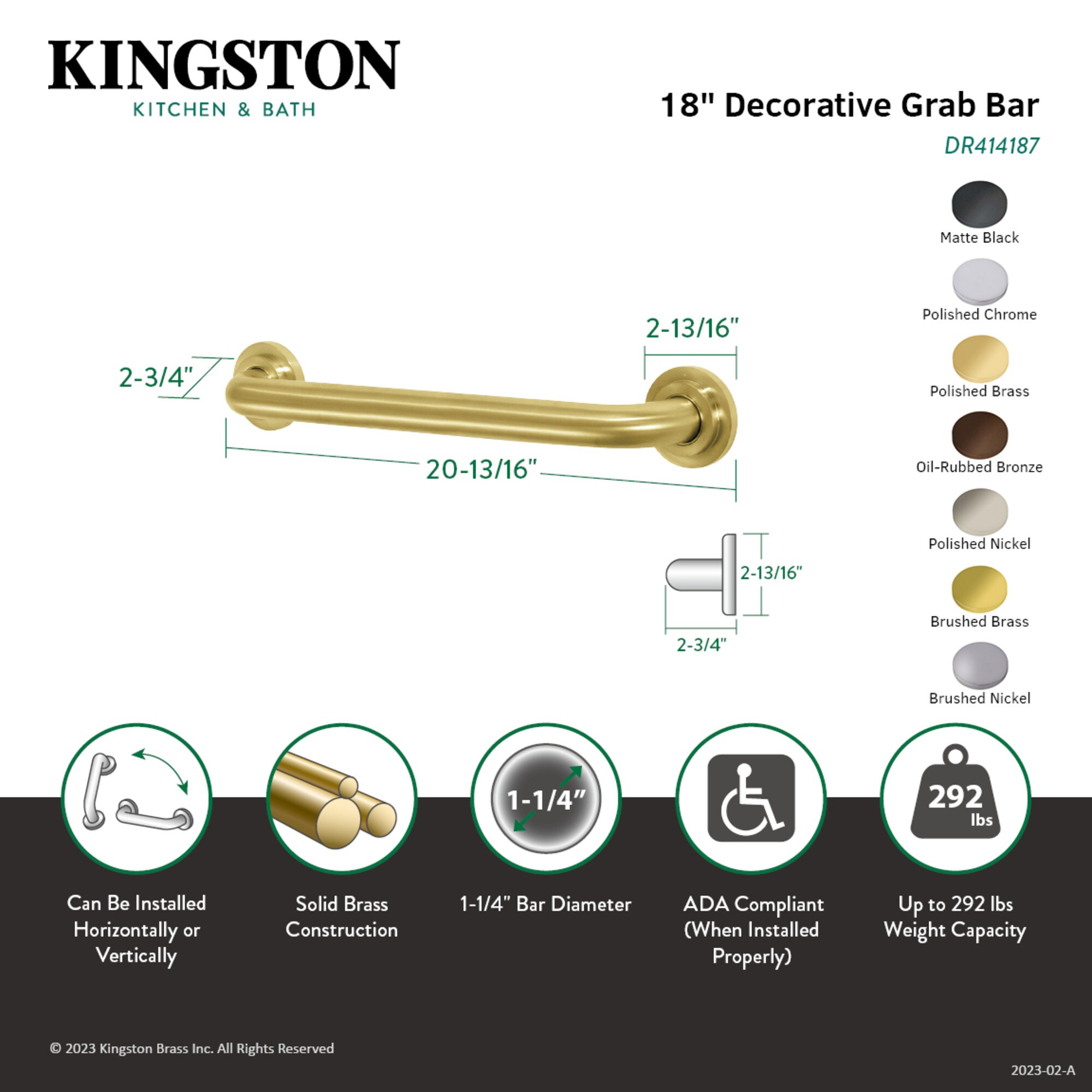 Kingston Brass WLDR414180 Grab-Bars - View #2