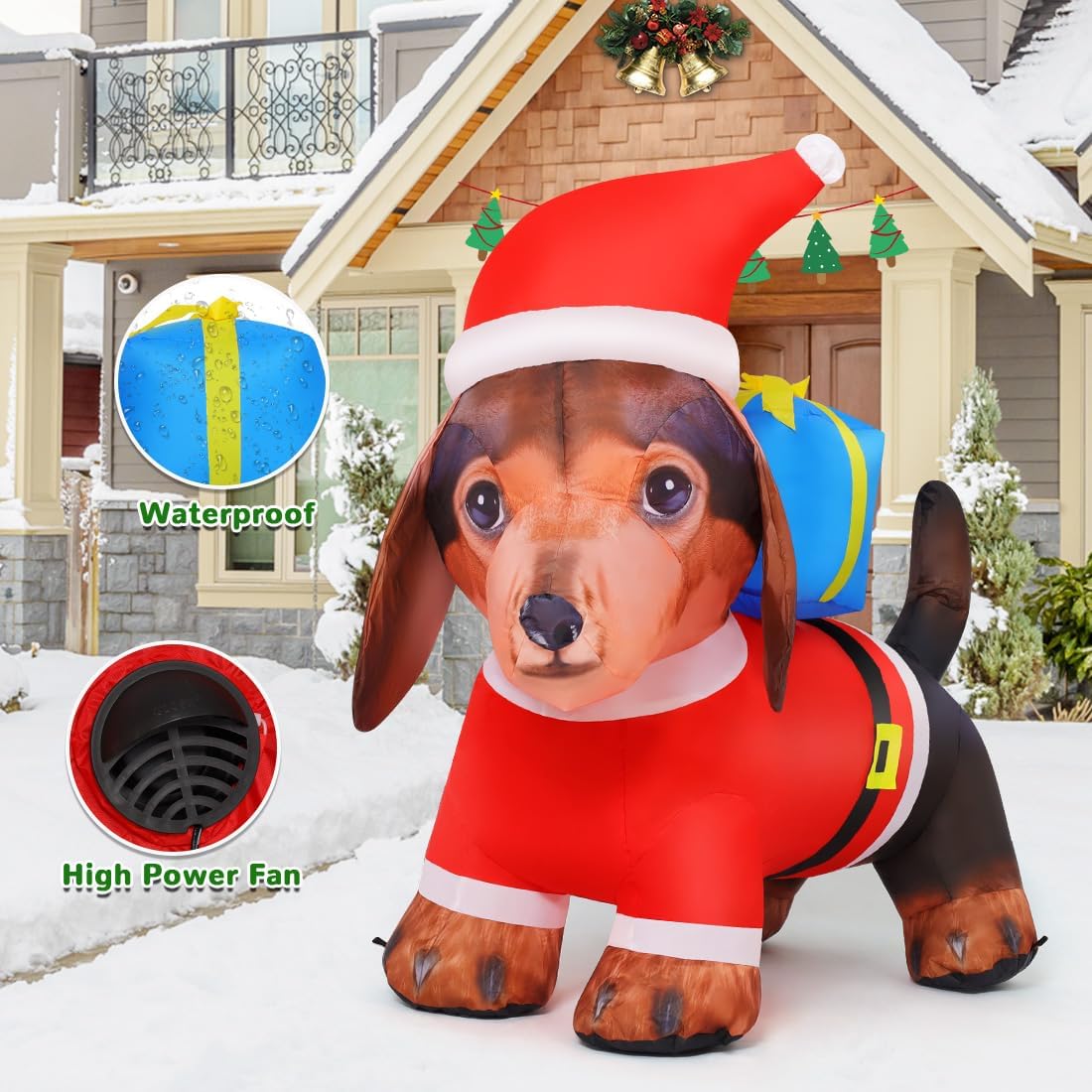 GOOSH 3.7-ft Lighted Dog Christmas Inflatable In The Christmas ...