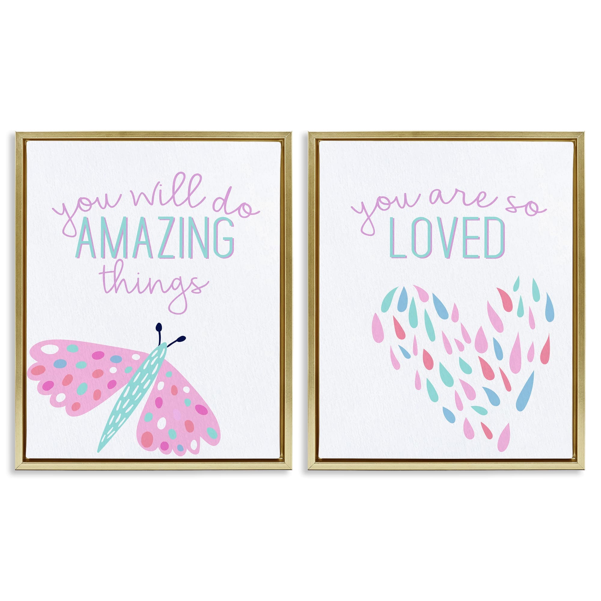 Stupell Industries B2-777-FFG-2PC-16X20 Pastel Inspirations with Dragonfly 2pc Floating Frame Set design by Kim Allen