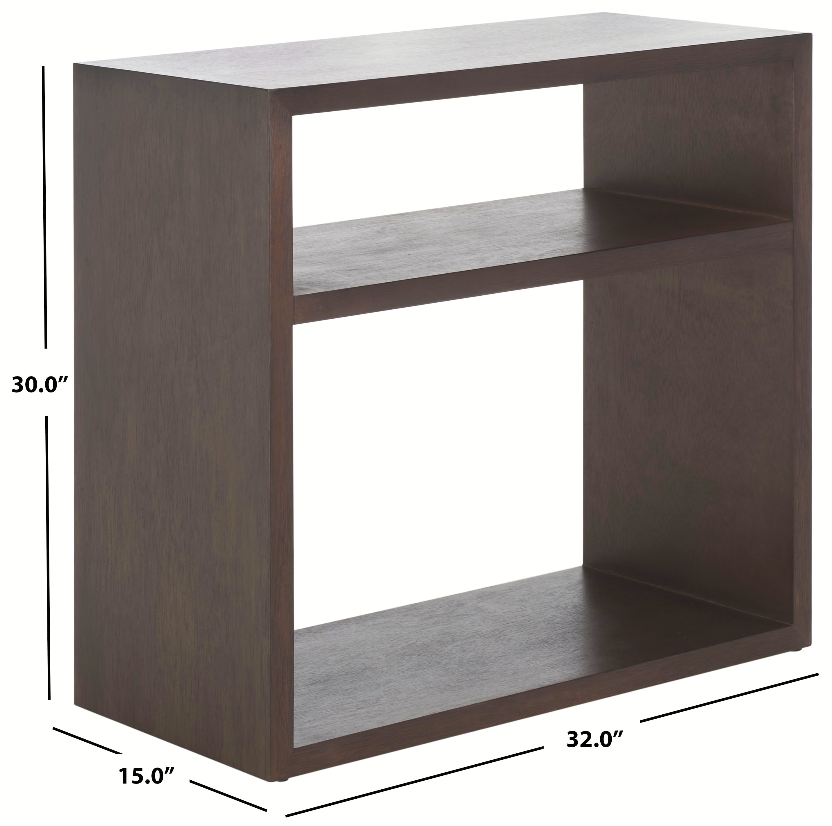 Munson Dark Oak Wood Console Table with Shelves