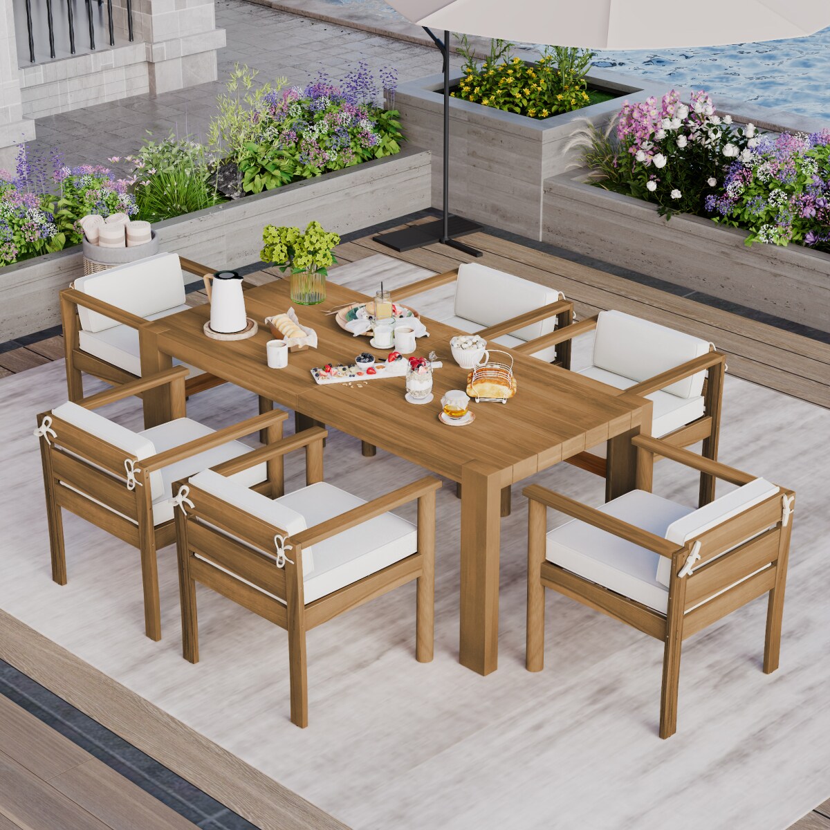Streamdale Furniture Streamdale 7-Piece Outdoor Patio Dining Set with ...
