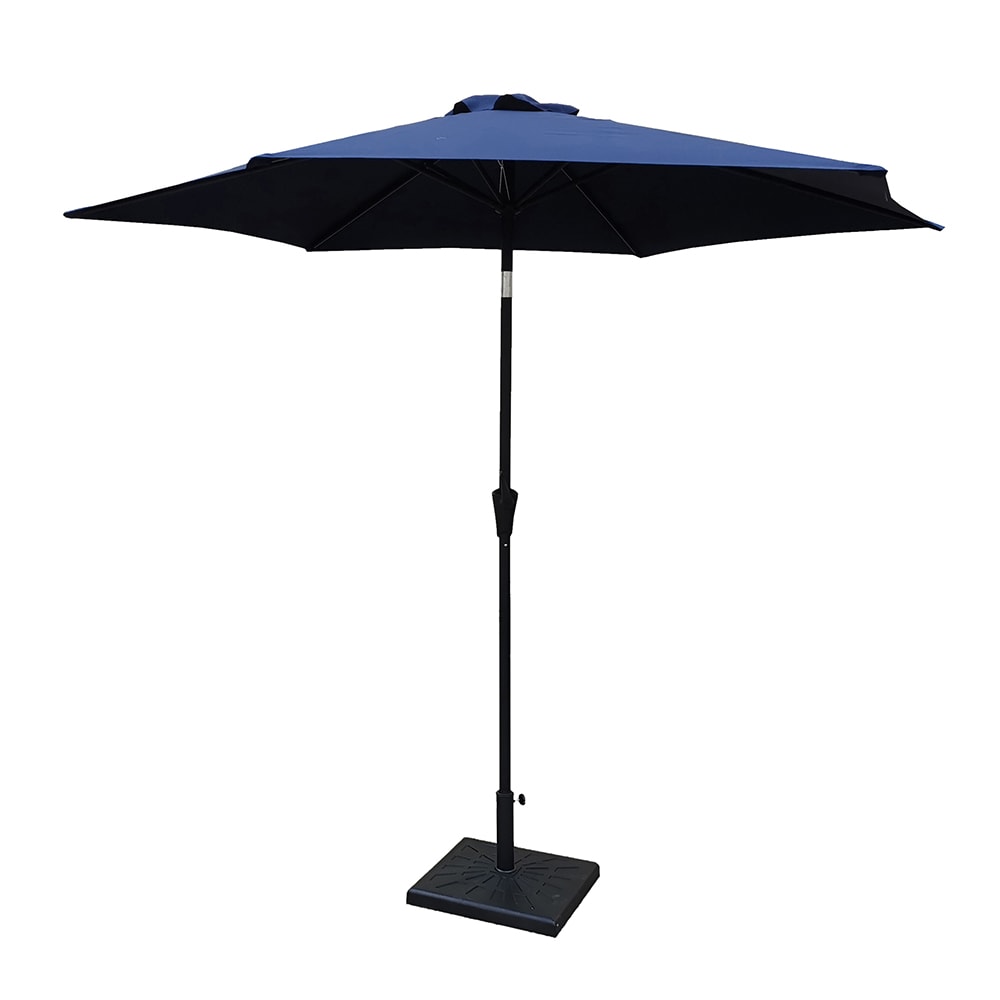 Fun Orange FUN11HW22 8.8-ft Aluminum Navy Market Patio Umbrella with Base