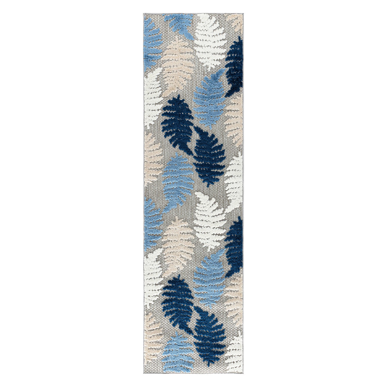 World Rug Gallery 5551BLUE2X7 2 x 7 (ft) Loomed Polypropylene Blue Rectangular Indoor/Outdoor Floral/Botanical Area rug
