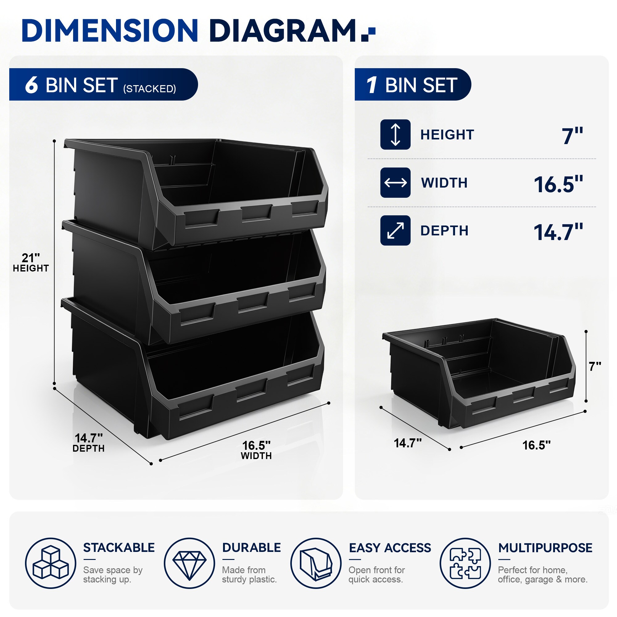 SORBUS SK-XLG6-BLK-C Bins-Baskets - View #3