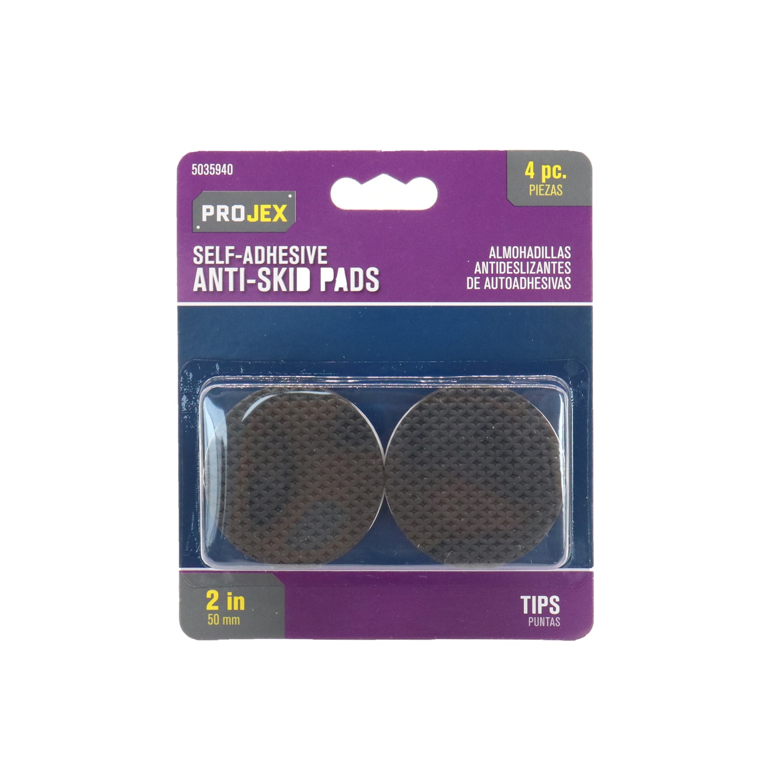 Projex  Rubber Self Adhesive Non Skid Pad Black Round 2 in. W 4 pk