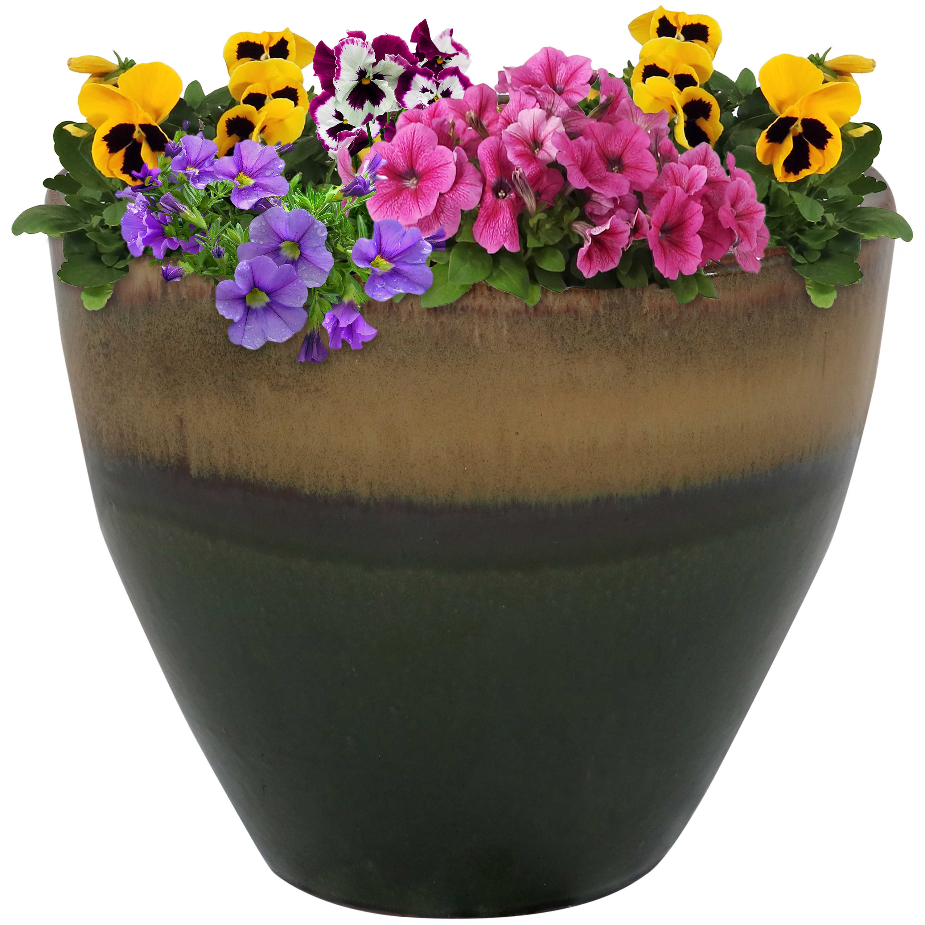Sunnydaze Decor AP-084 Round 7.5-in W Medium Green Ceramic Indoor/Outdoor Planter with Drainage Holes
