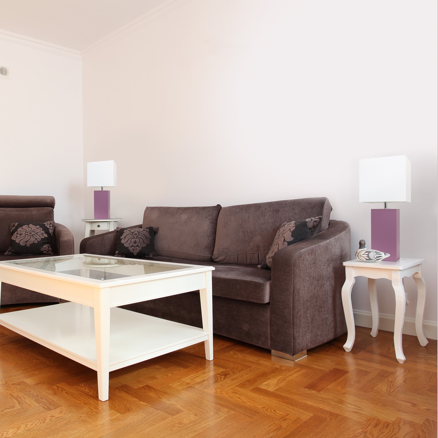 Elegant Designs LC2000-PRP-2PK Monaco Avenue Modern/contemporary Medium base (E-26) Lamp Set with White Shades