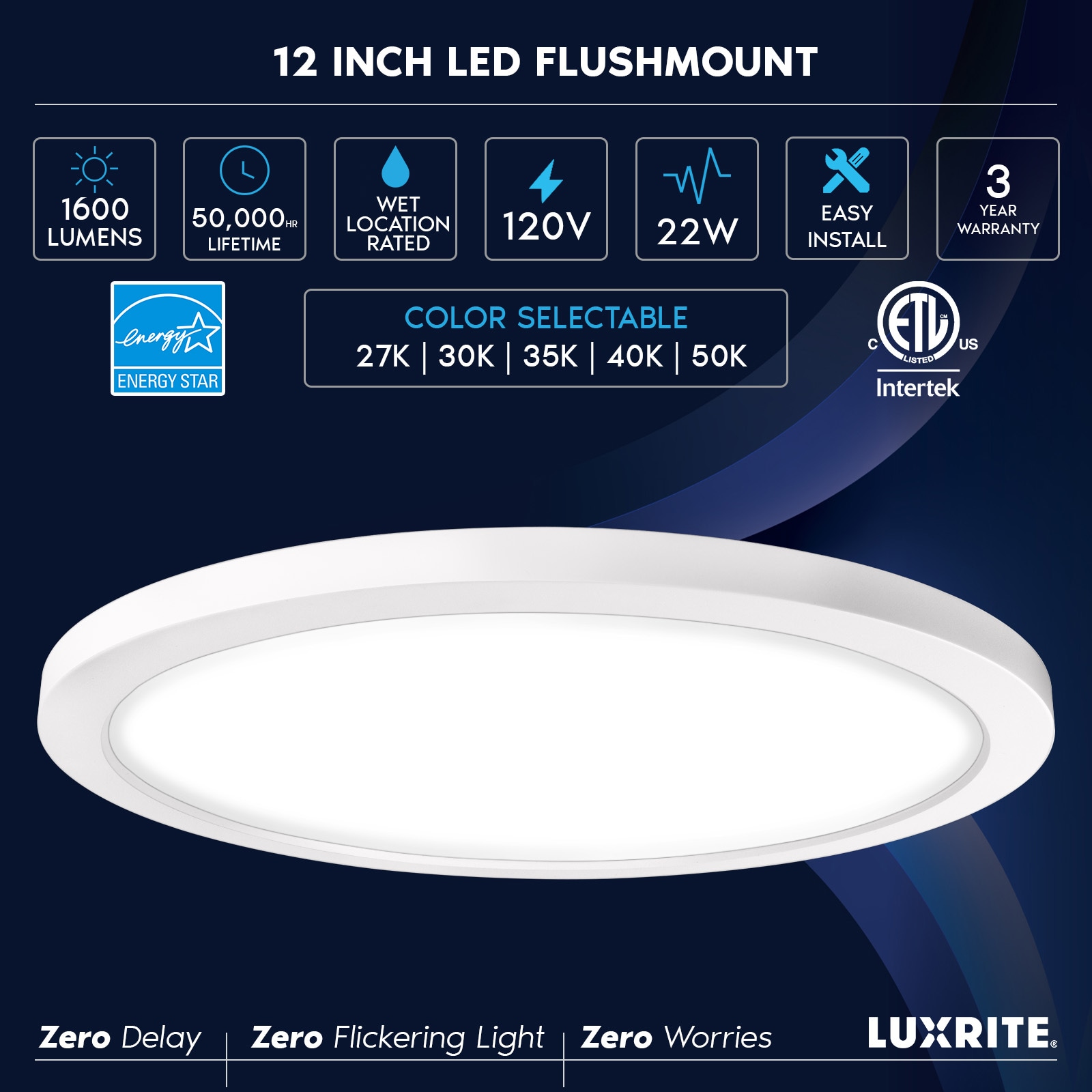 Luxrite 1-Light White LED Flush Mount Light ENERGY STAR In The Flush ...