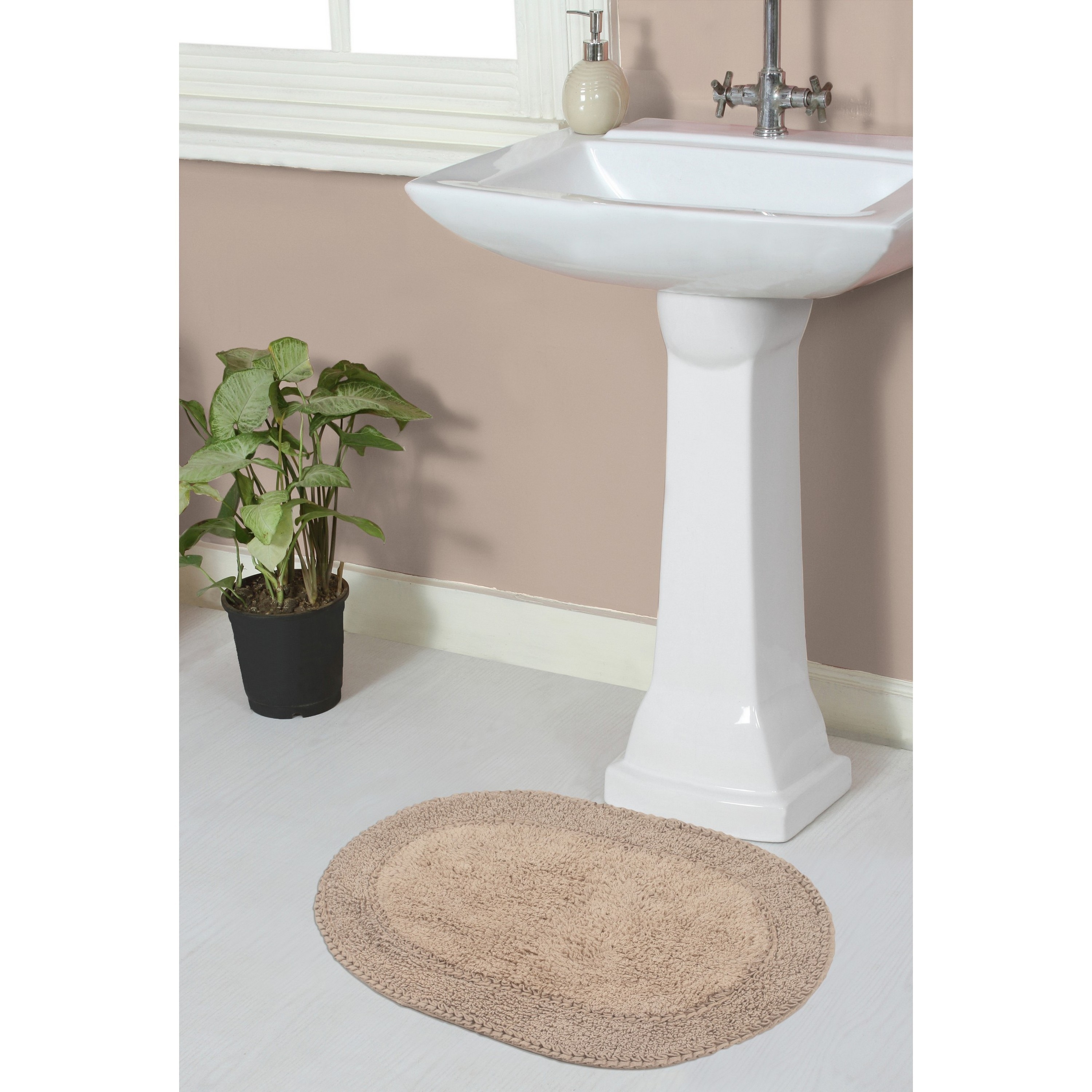 Home Weavers BDR1724LI Double Ruffle 17-Inches x 24-Inches Linen Cotton Bath rug
