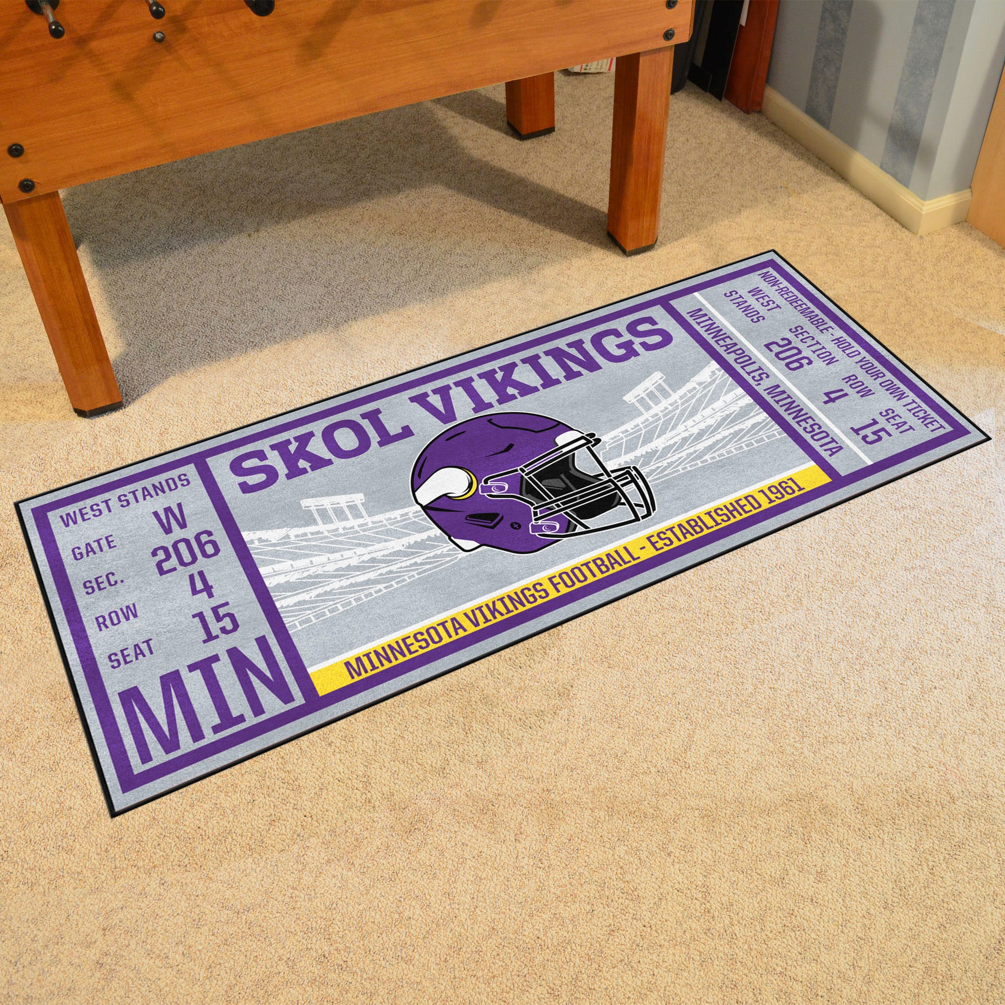 FANMATS Minnesota Vikings 3 ft. x 6 ft. Football Field Runner Rug