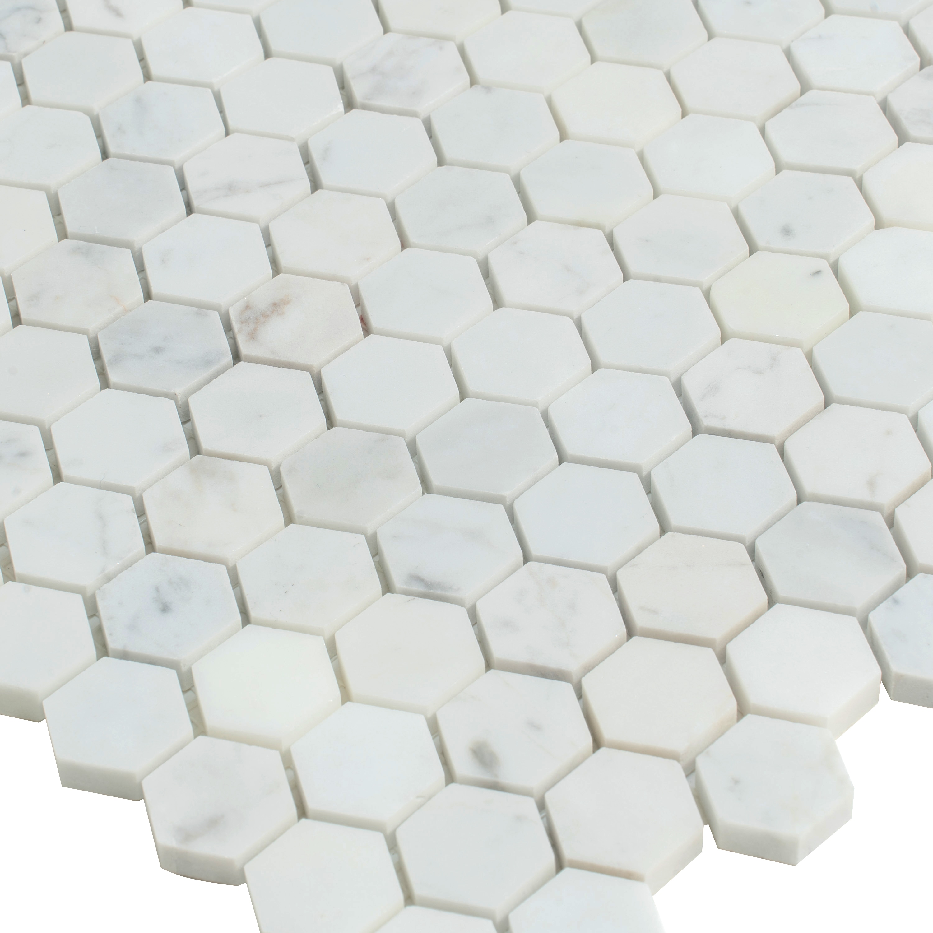 Apollo 11.2" x 11.7" White Hexagon Polished Marble Mosaic Tile