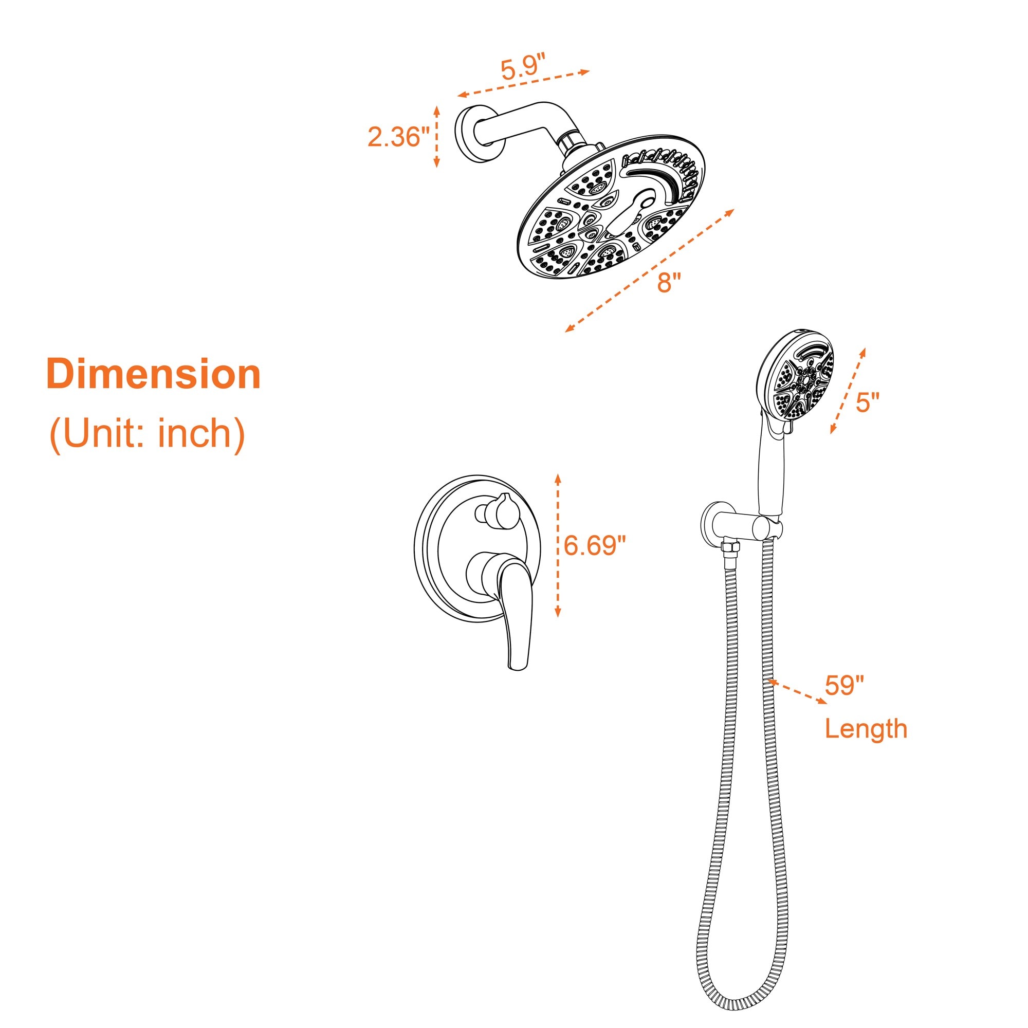 Mondawe AM-S008C-10GB Showerhead-Bar-Panels - View #10