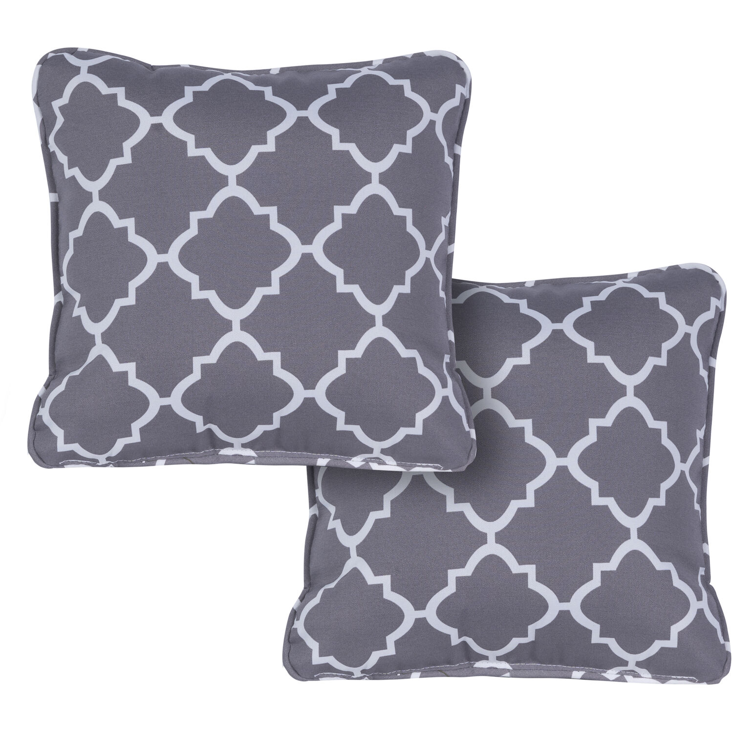 Hanover HANTPLATT-GRY-2 2-Pack Geometric Grey Square Throw Pillow