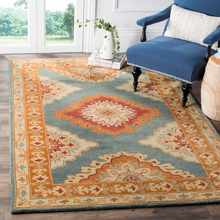 Safavieh Heritage Anand 2 x 8 Blue/Rust Indoor Floral/Botanical Oriental Handcrafted Runner Safavieh Heritage Anand 2 x 8 Blue/Rust Indoor Floral/Botanical Oriental Handcrafted Runner