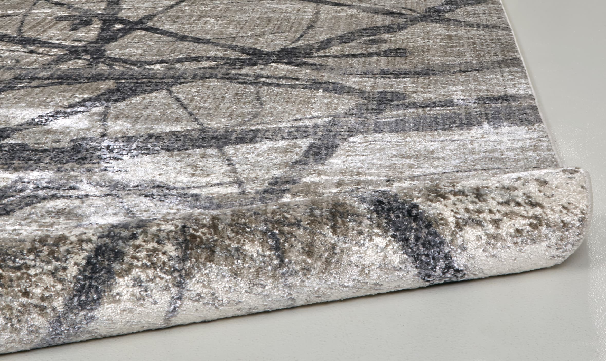 Ivory and Gray Abstract Rectangular Cotton Area Rug
