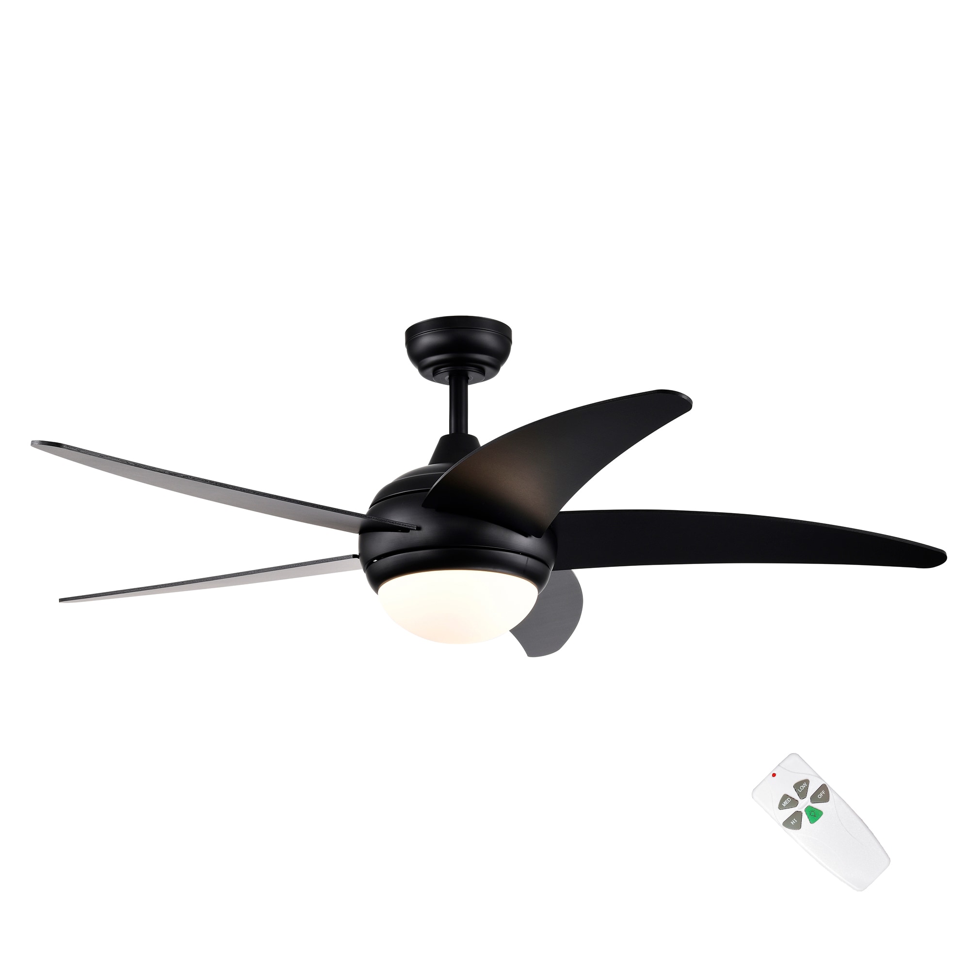 Edvivi FFG7745BK 52-in Black with Matte Blades Ceiling Fan With Light and Remote ( 5 -Blade )