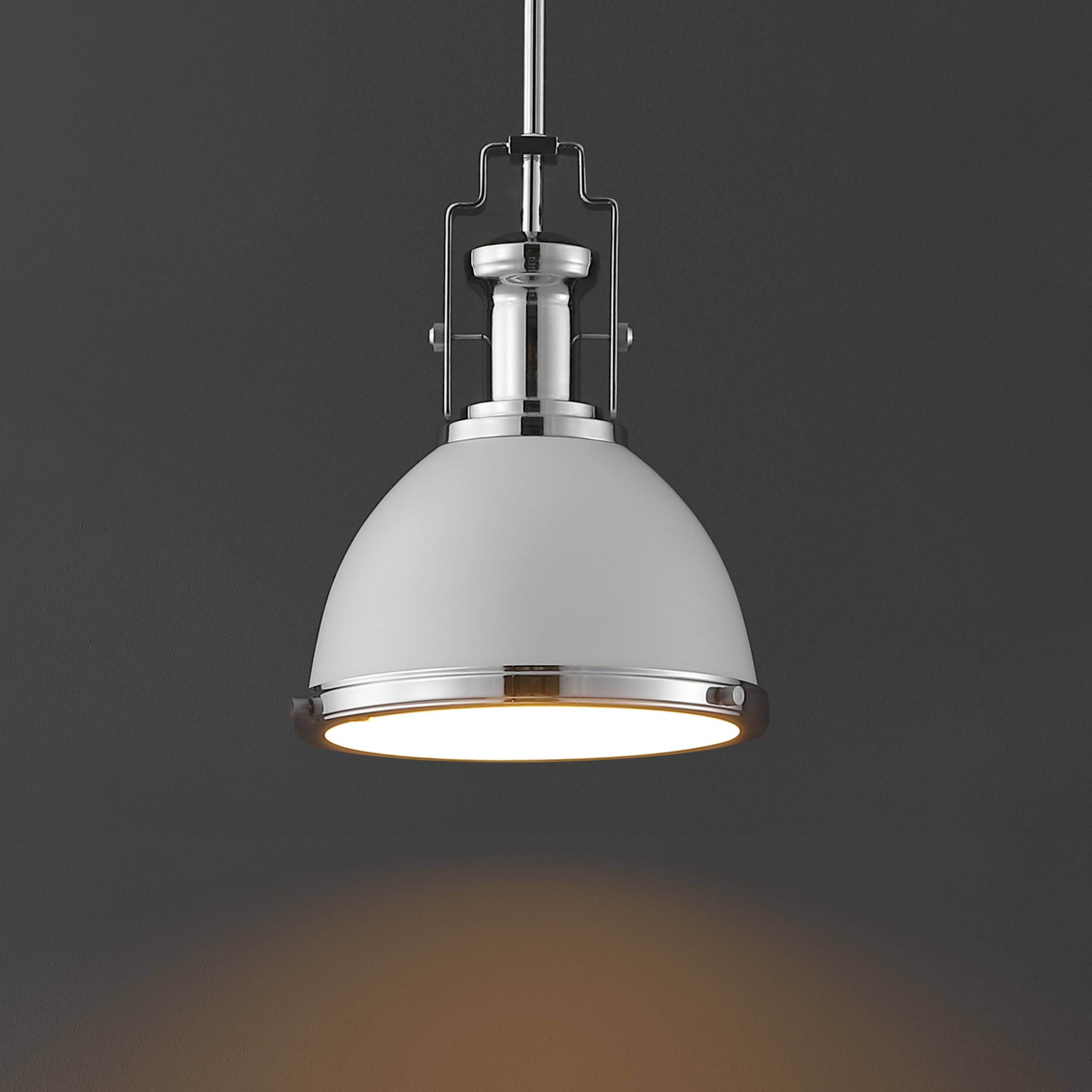 JONATHAN  Y JYL9535C Homer 10" Modern Industrial Iron 1 -Light Chrome/White French country/cottage Dome Medium Hanging Kitchen island light