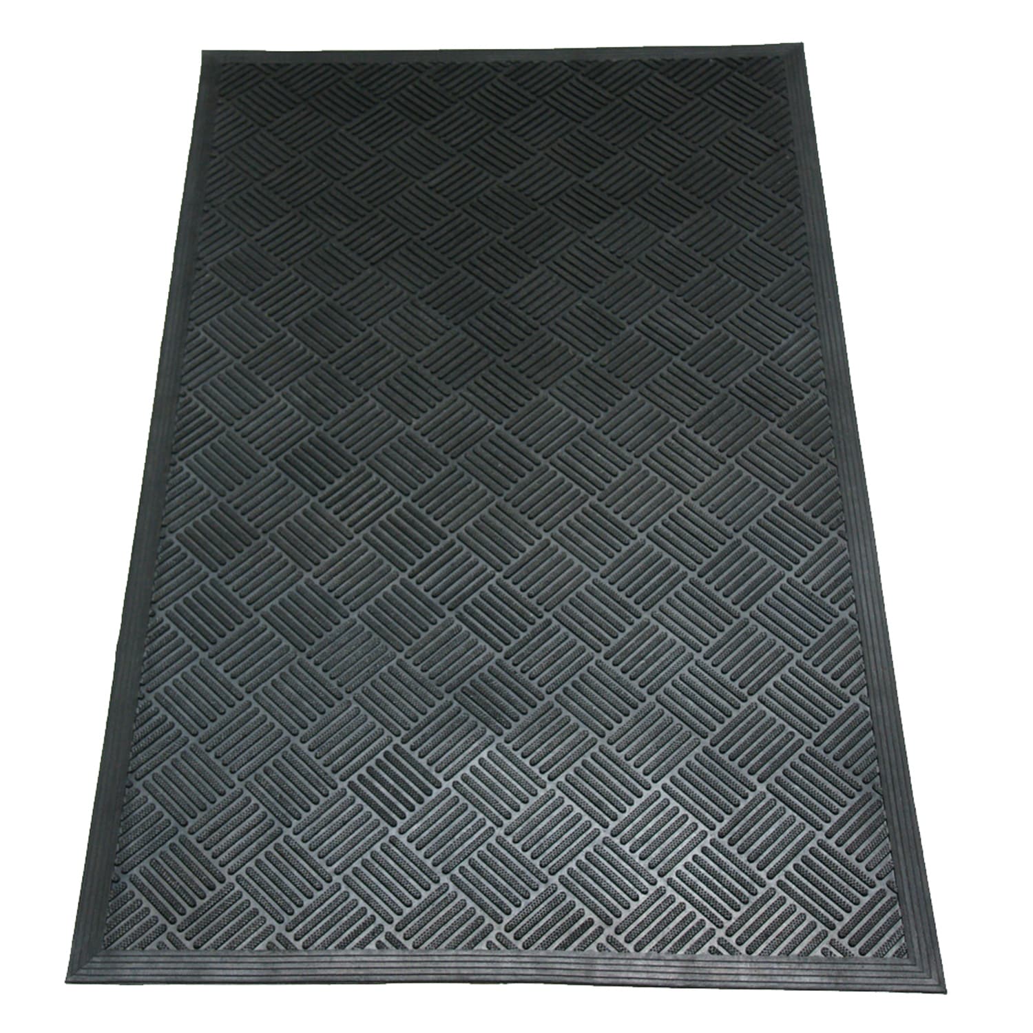 Choice 3' x 5' Black Rubber Ridge-Scraper Top Anti-Slip Safety Mat
