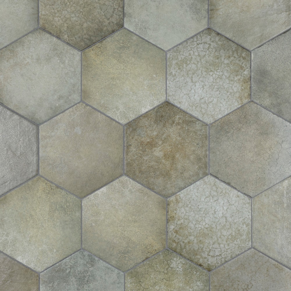 Affinity Tile S1FEQ8HTXJG Sample- Heritage Hex Jungle 7-in x 7-in Matte Porcelain Stone Look Hexagon Floor and Wall Tile