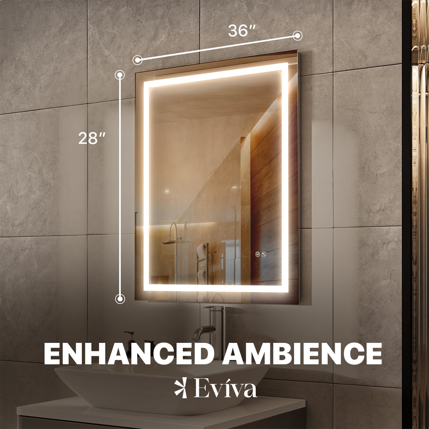 Eviva EVMR101-36X28-LED Framed-Bath-Mirrors - View #2