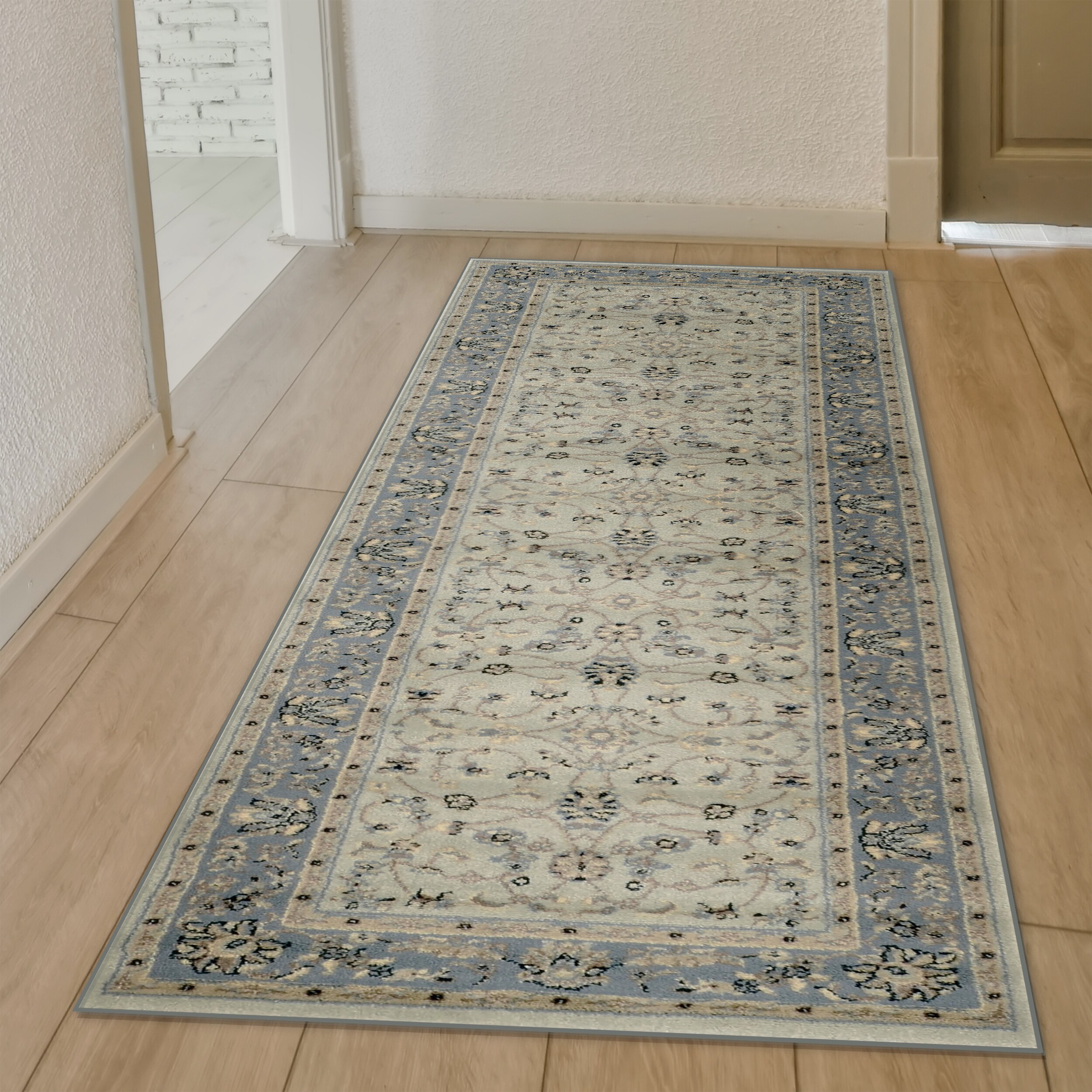 Radici USA 1596/5014/SOFTMINT Alba 2 x 7 (ft) Polypropylene Soft mint Rectangular Indoor Floral/Botanical Oriental Runner rug