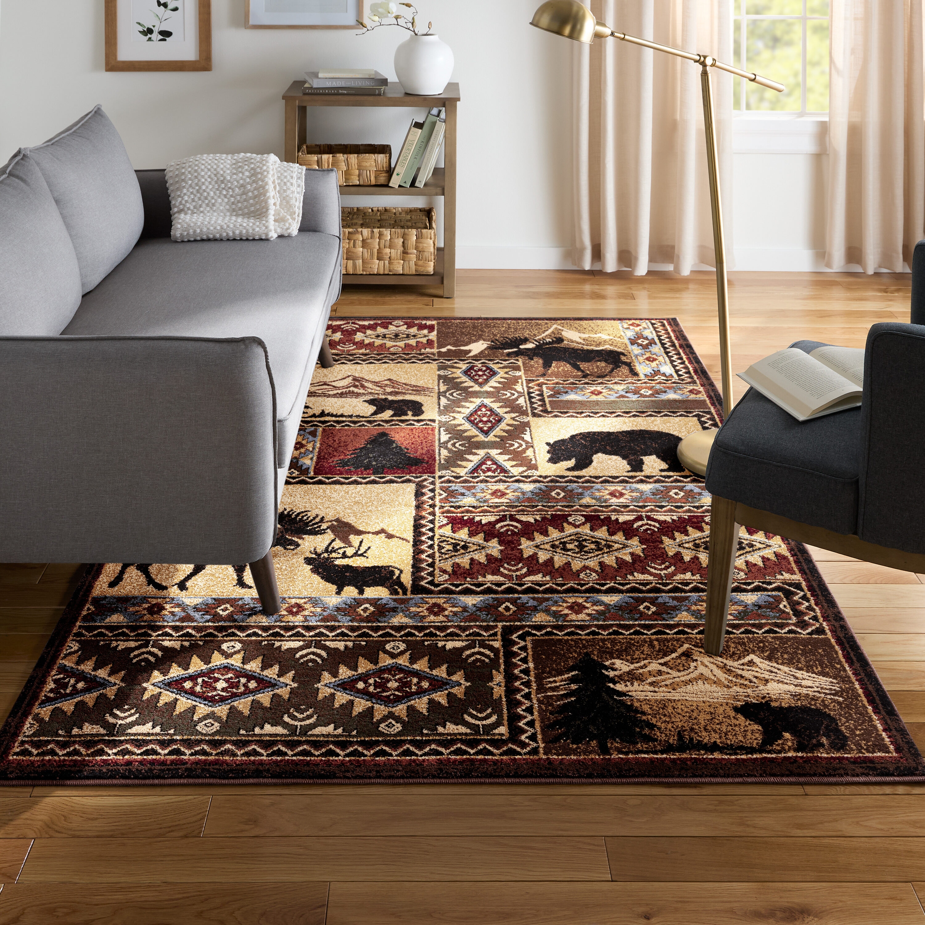allen + roth 3A-17421-188 3 x 5 (ft) Loomed Polypropylene Beige-Red Rectangular Indoor Lodge Area rug