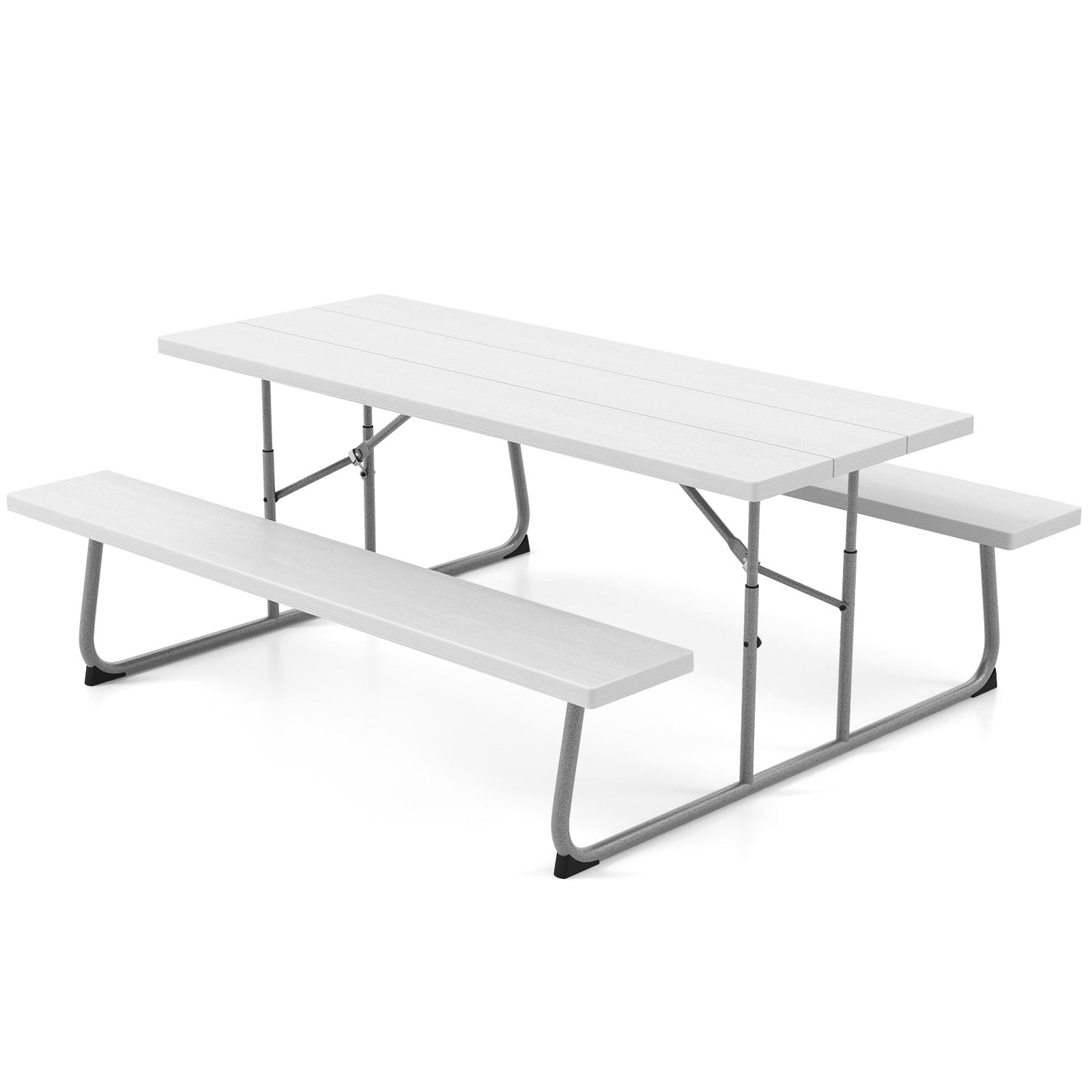 LIVIZA TDZ11267WH-X 72-in White Plastic Rectangle Folding Picnic Table
