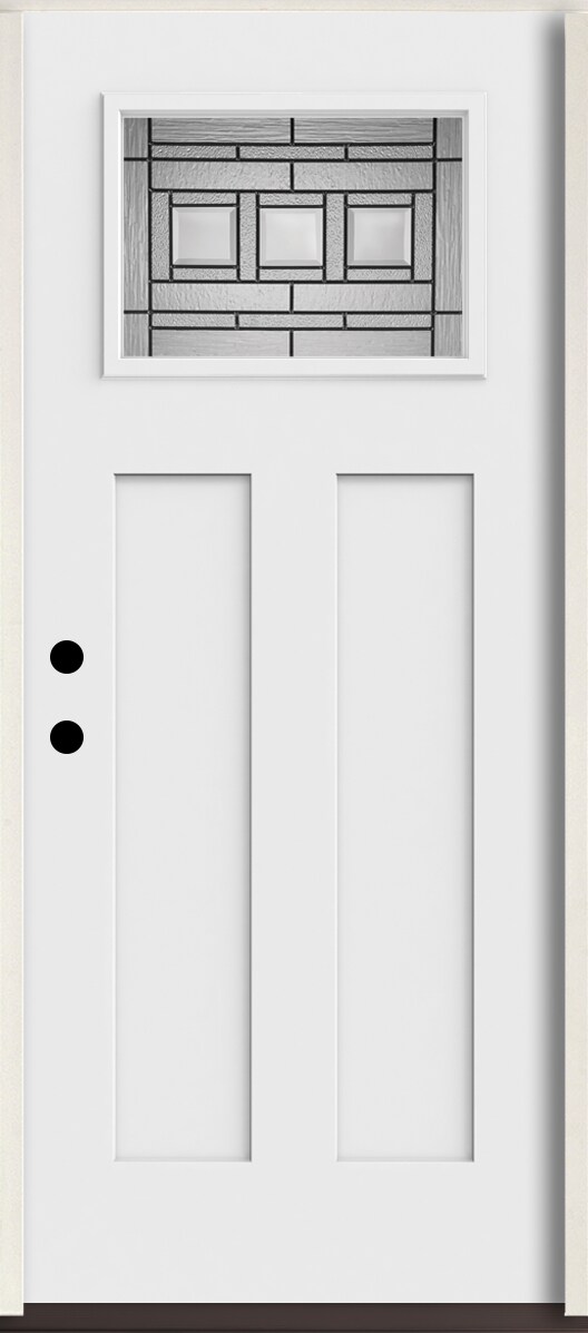 RELIABILT LO963639 Craftsman 36-in x 80-in x 4-5/8-in Fiberglass Craftsman Right-hand inswing Arctic White Paint Painted Prehung Front Door Insulating core