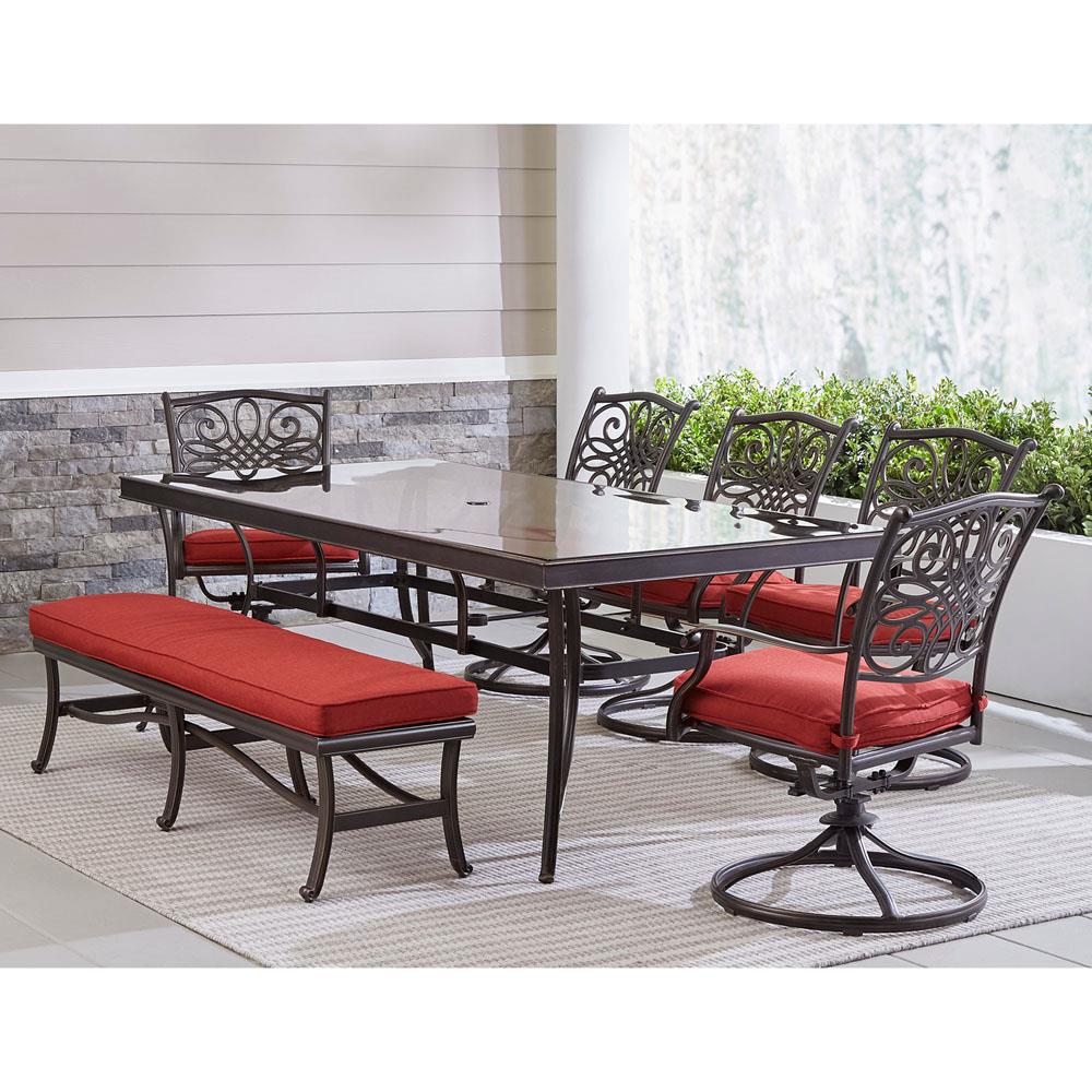 Hanover TRADDN7PCSW5GBN-RED Patio-Dining-Sets - View #11