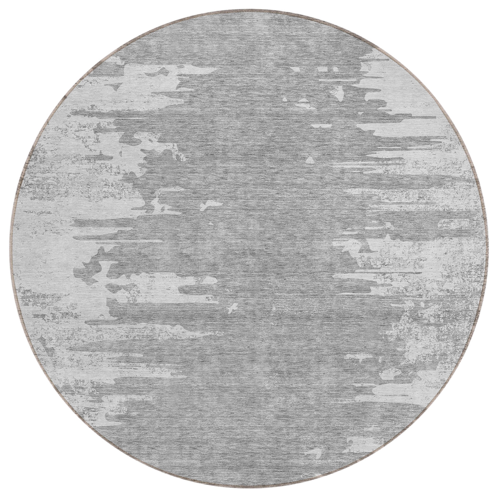 Addison Rugs ACN705SV8RO Chantille ACN705SV 8 x 8 (ft) Polyester Silver Round Indoor/Outdoor Geometric Machine washable Area rug