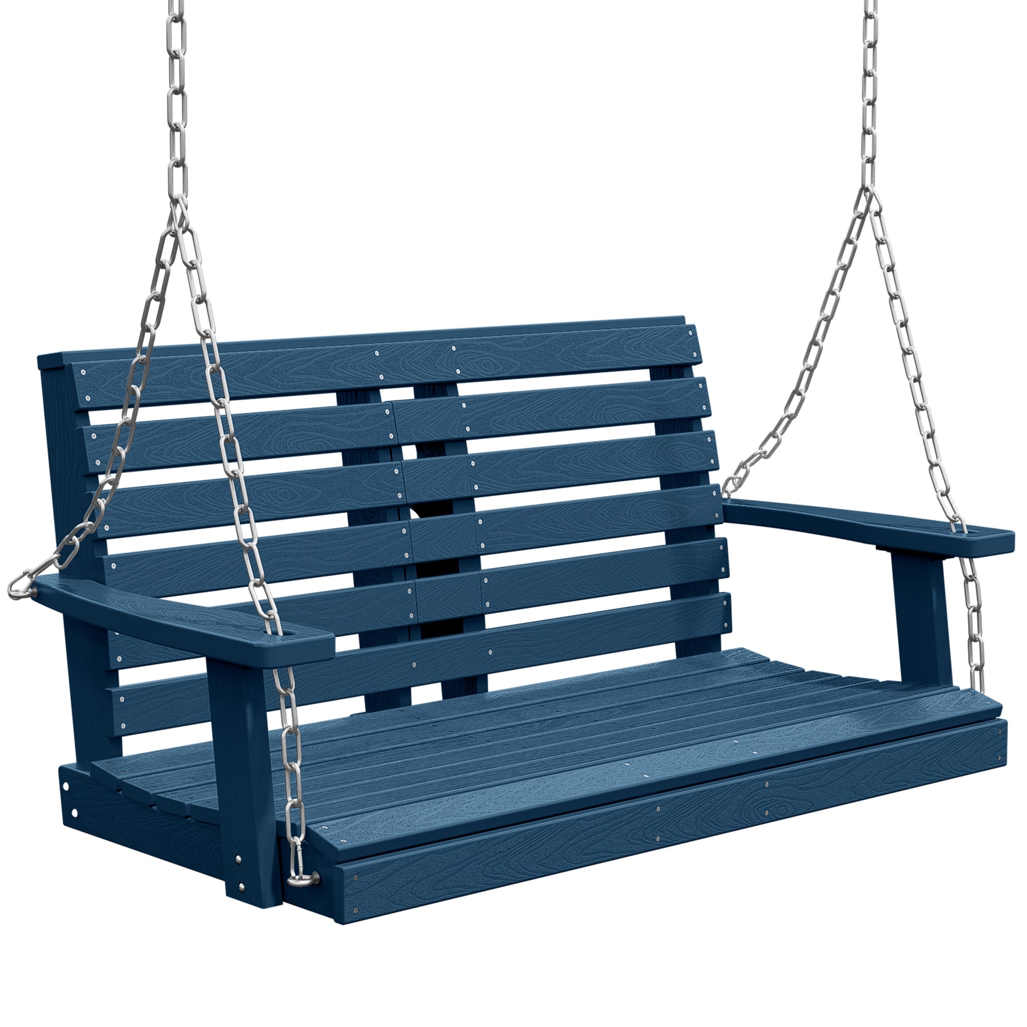 VOUA DY-NY HDPE Proch Swing 2-Seater Navy HDPE Frame Hanging Adirondack Chair with Slat Seat