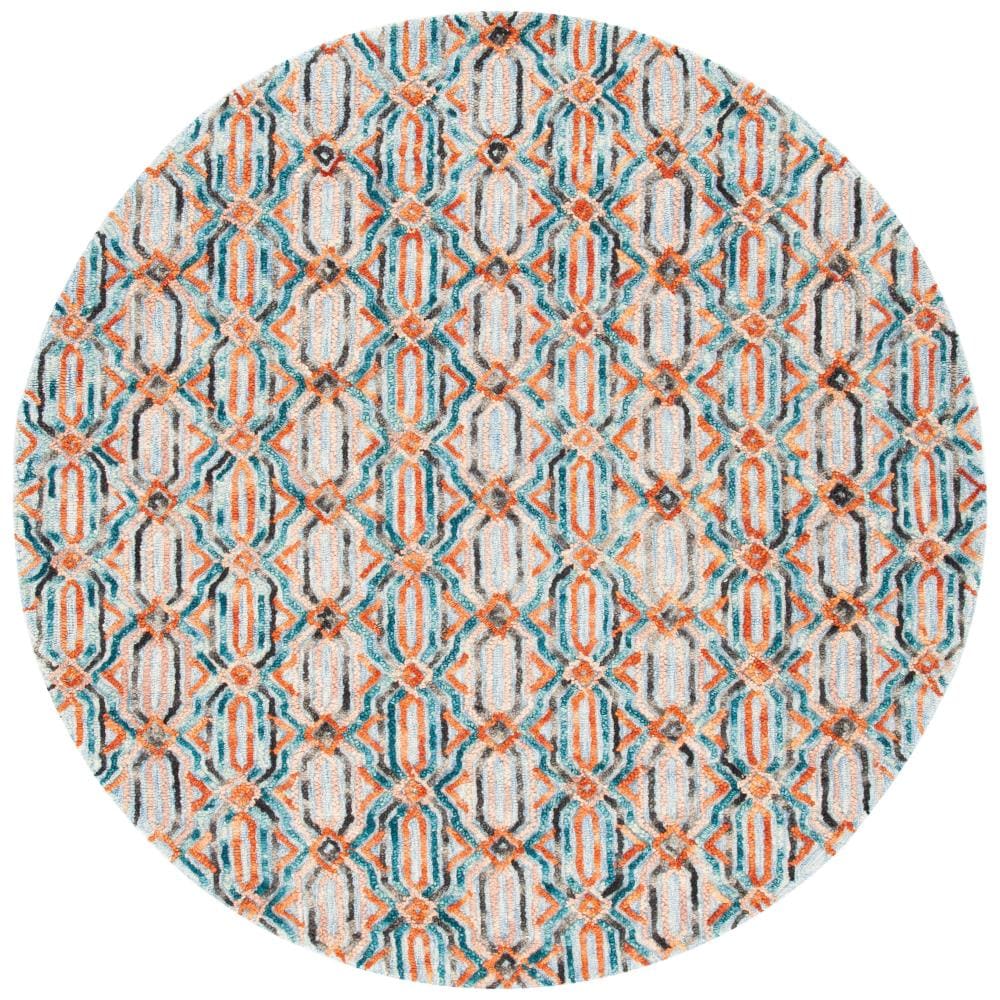 Safavieh TRC511M-6R Trace Snezana 6 x 6 (ft) Tufted Wool Light Blue/Blue Round Indoor Abstract Bohemian/Eclectic Area rug