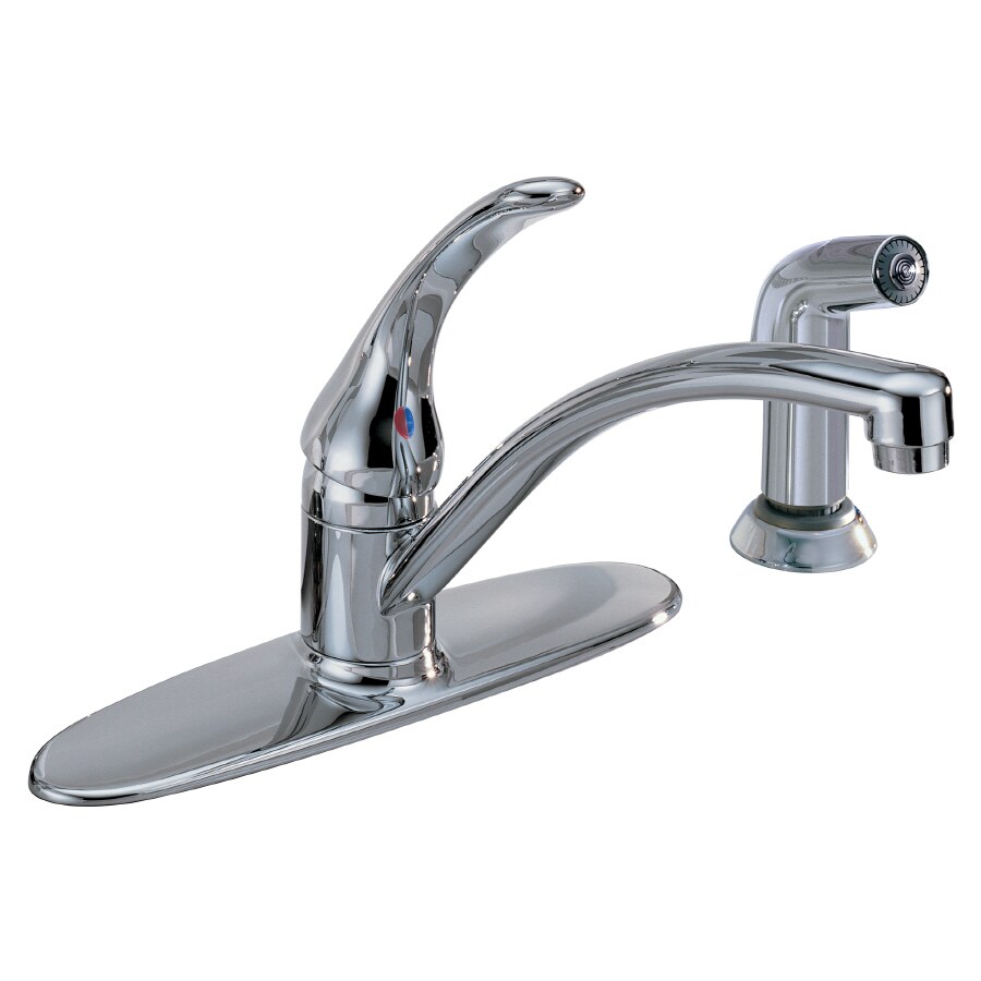 Delta Chrome Single Handle Low-arc Kitchen Faucet (Deck Plate and Side ...