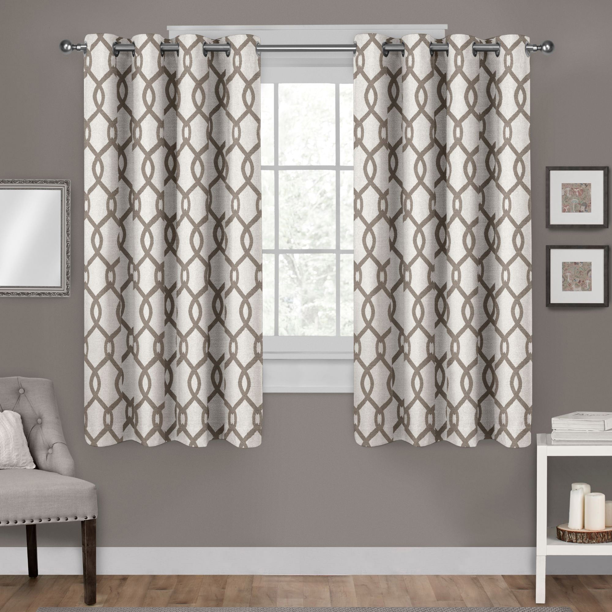 Exclusive Home EH8270-05 2-63G 63-Inches Natural Geometric Light filtering Grommet Curtain panel pair