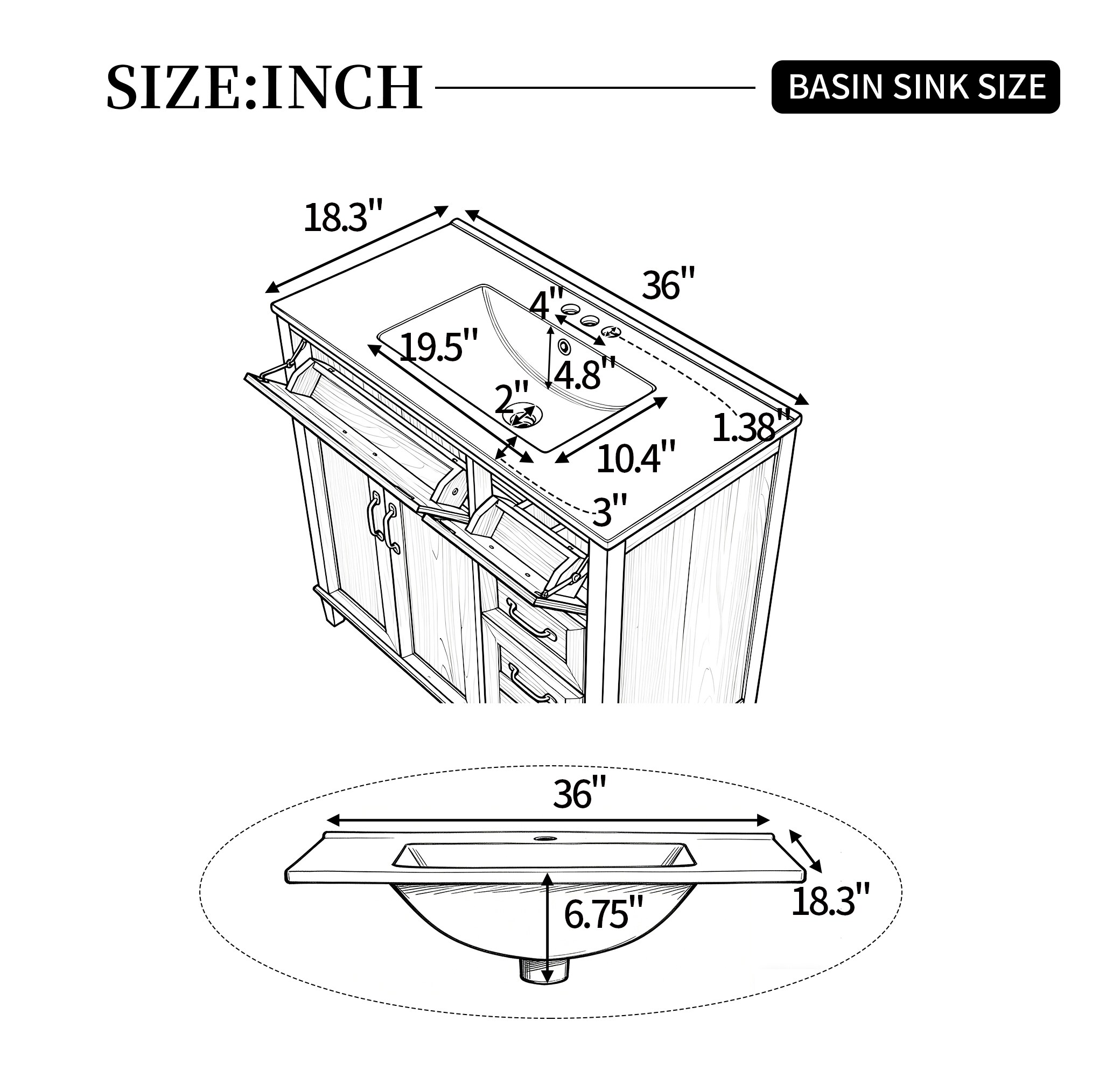 CASAINC CA-GLS00076 Bath-Vanity-Combo - View #4