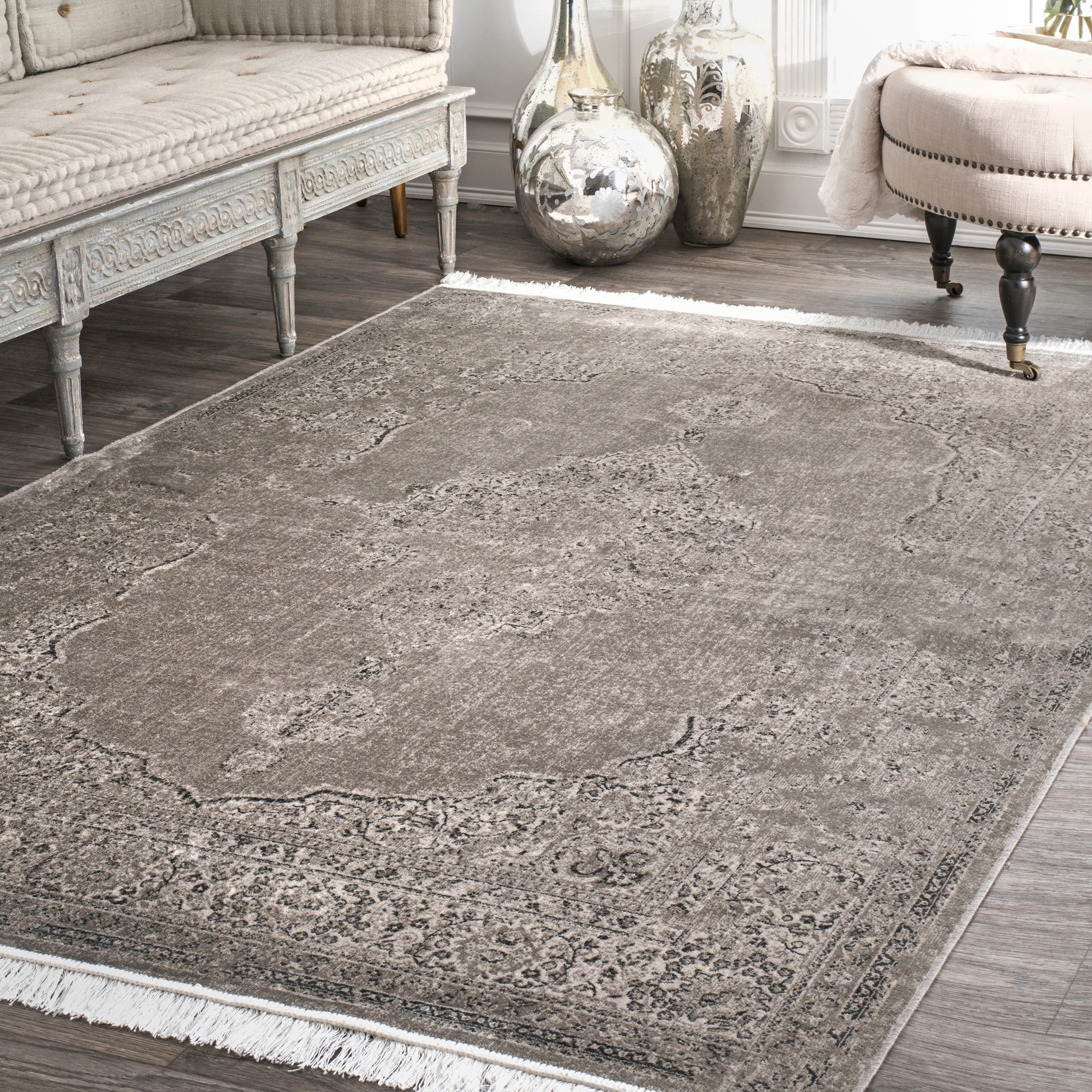 nuLOOM DCRS03B-508 5 x 8 (ft) Loomed Synthetic Light Brown Rectangular Indoor Medallion Vintage Area rug