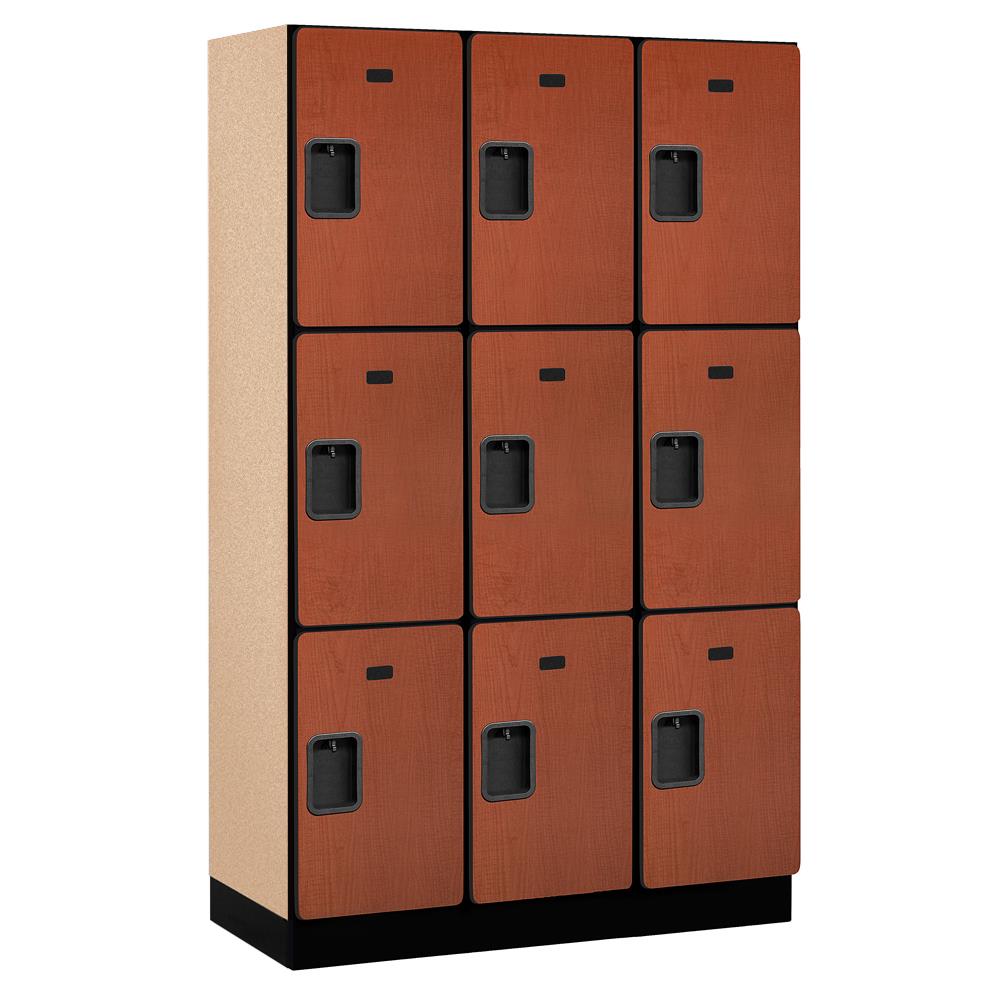 SALSBURY INDUSTRIES 23368CHE 23000 15" wide triple tier designer wood locker 45-Inches W x 76-Inches H x 18-Inches D Wood Full Storage Lockers