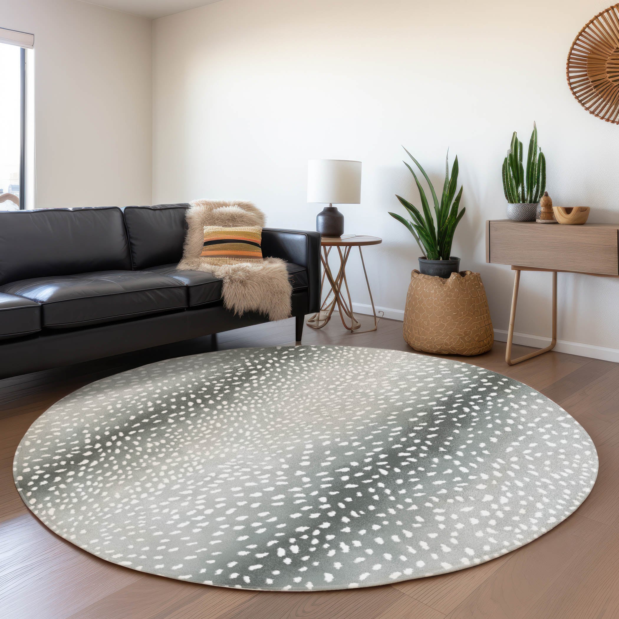 Addison Rugs AMF44GR8RO Mayfield AMF44GR 8 x 8 (ft) Loomed Polyester Gray Round Indoor Abstract Machine washable Area rug