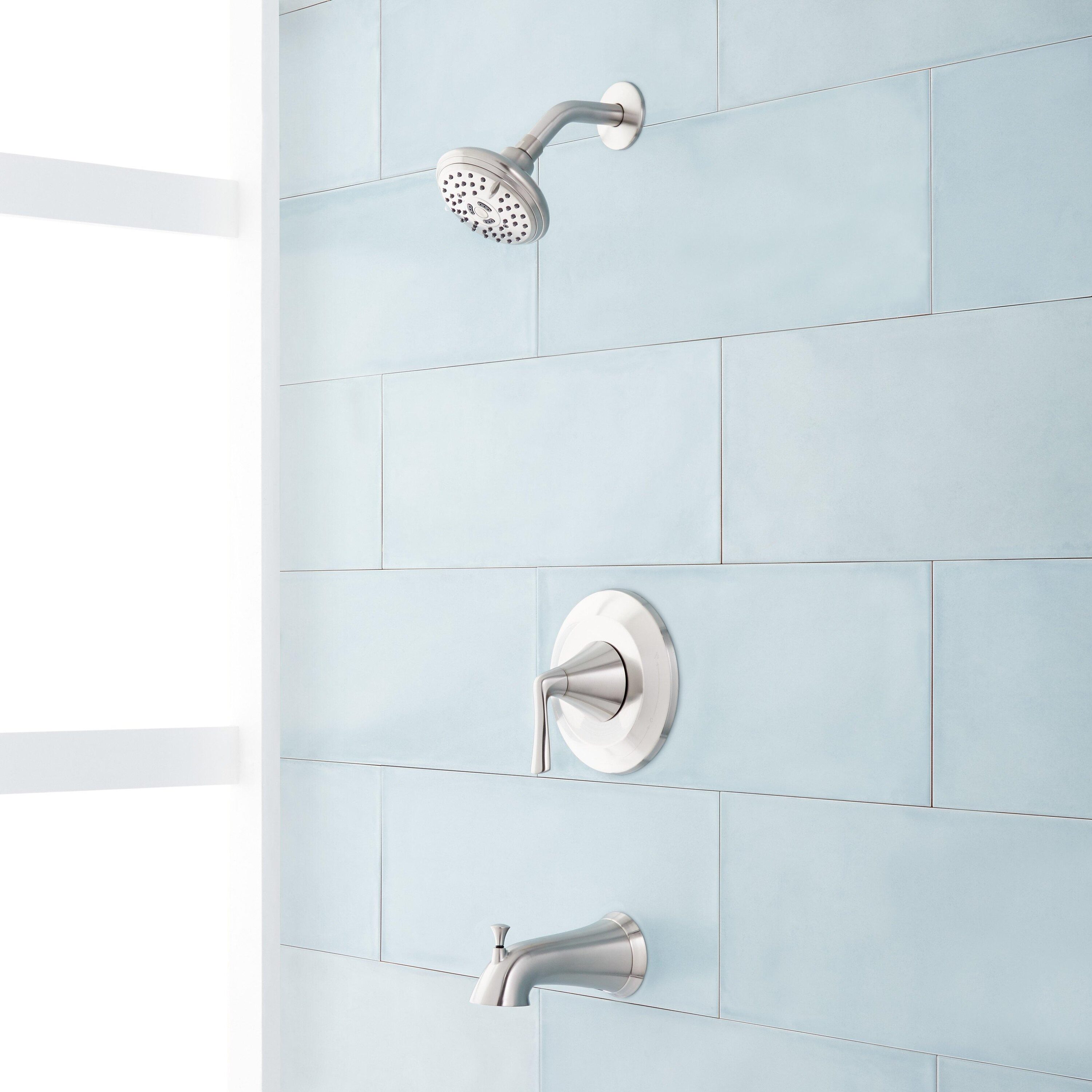 Signature Hardware 449071 Brushed Nickel 1-handle Multi-function 4.625-Inches Round Bathtub and shower Faucet with Valve