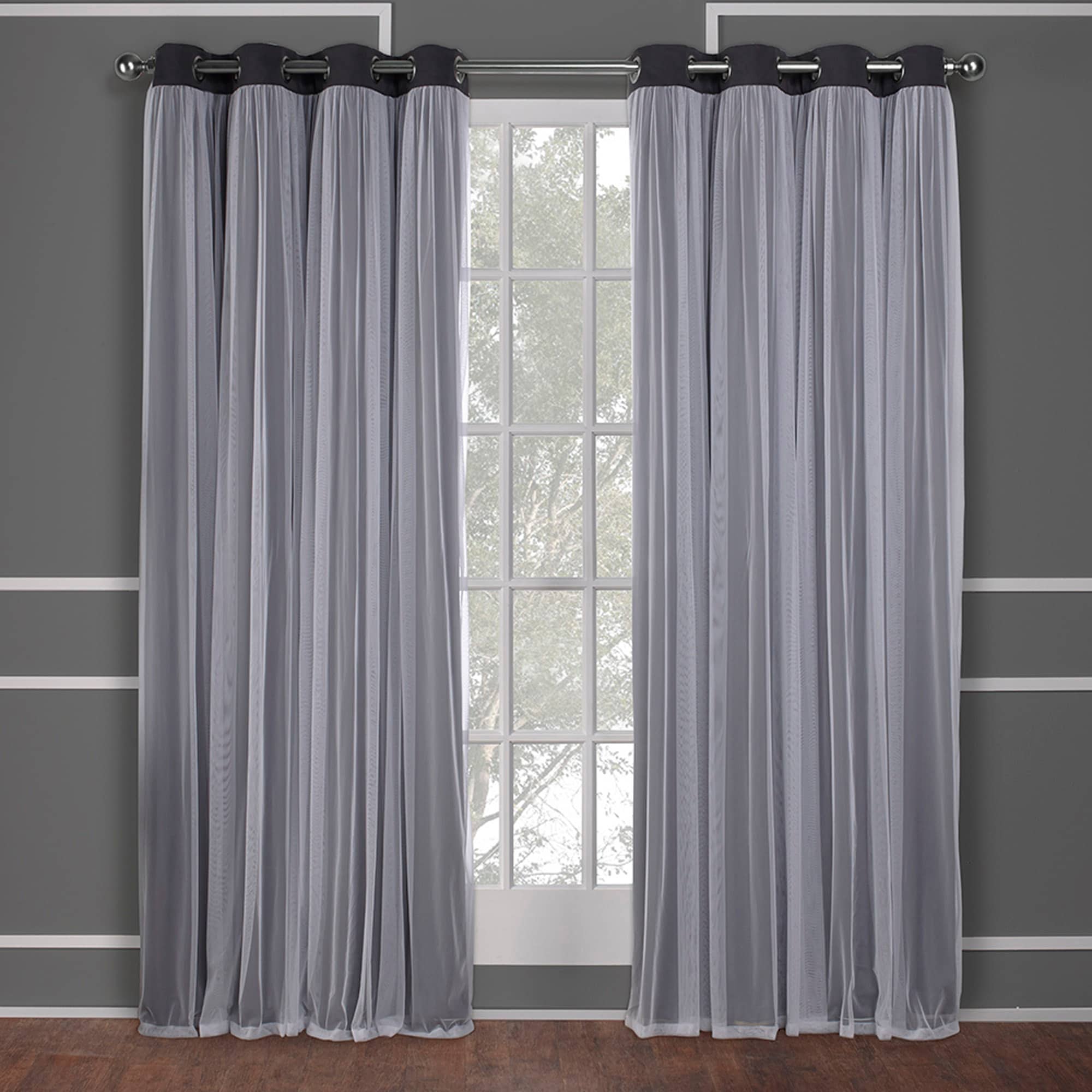 Exclusive Home YA013555DSEHG1 A113 120-Inches Black pearl Room darkening Interlined Grommet Curtain panel pair