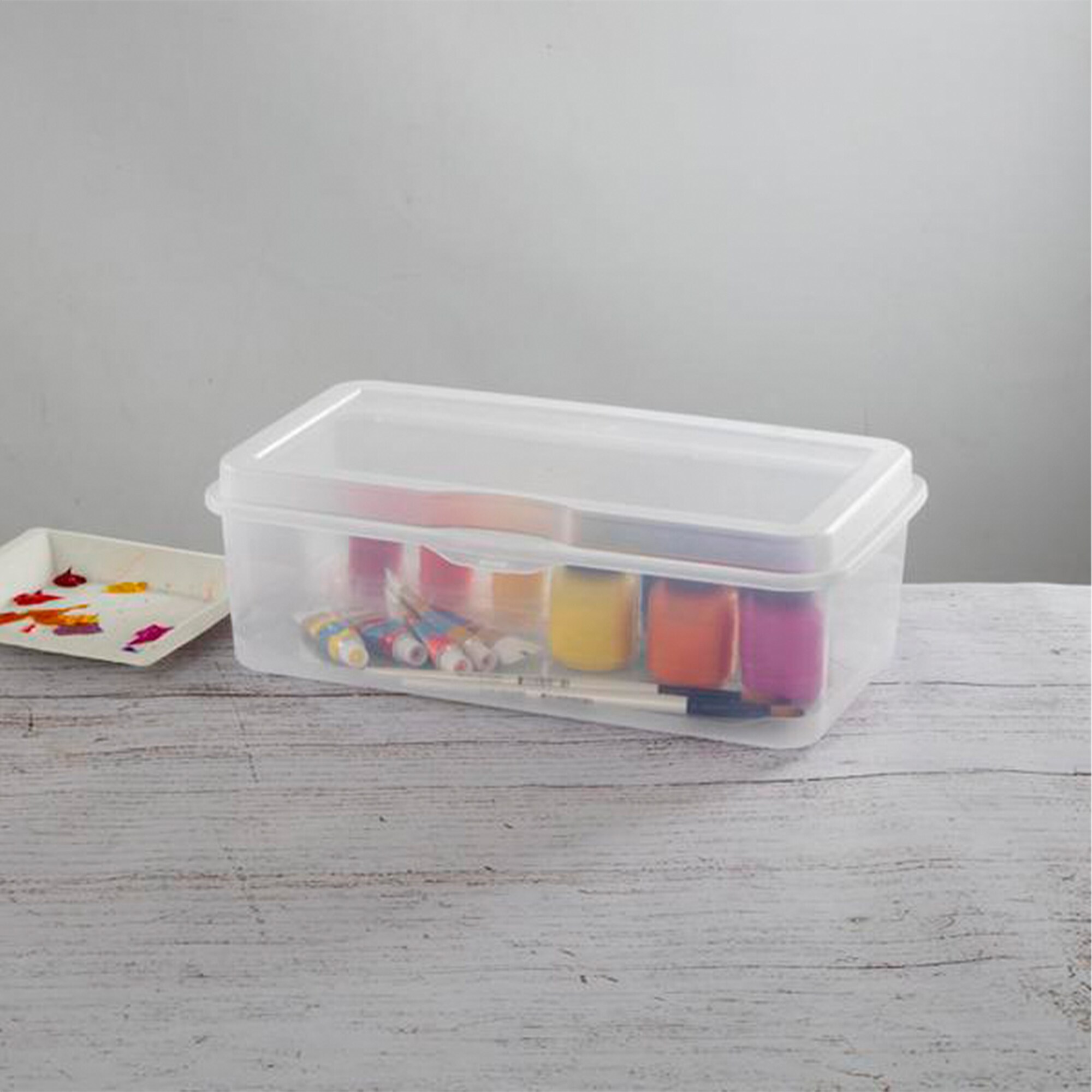 Sterilite 17416A04 60 Quart, 4-Pack Storage Box, Clear Base with Cement Lid